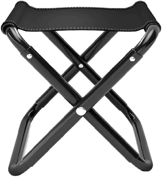 Portable Folding Camping Stool Lightweight Aluminum Frame Black Oxford Fabric
