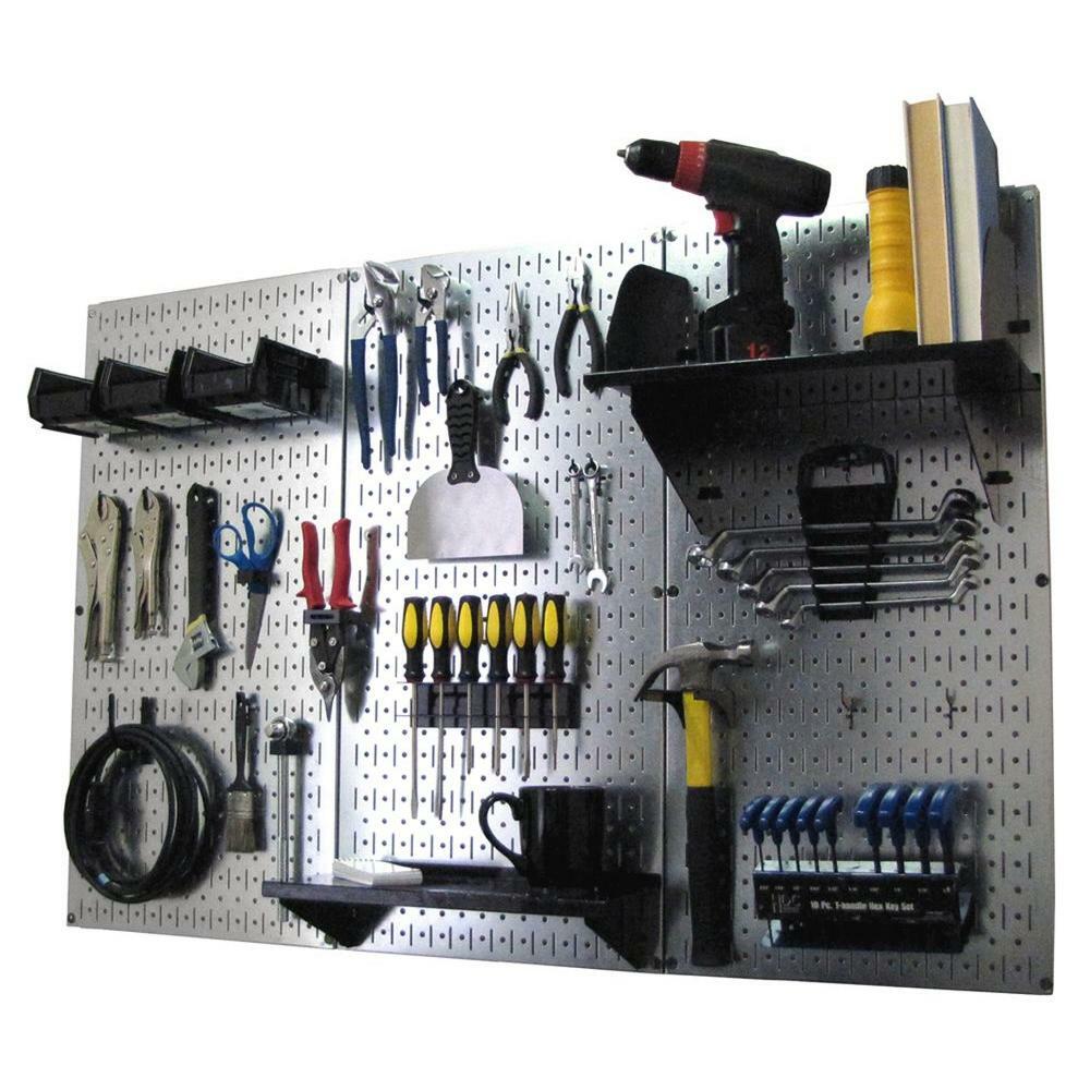 Wall Control Metal Pegboard Tool Storage Black Peg Accessories 32 in. x 48 in.