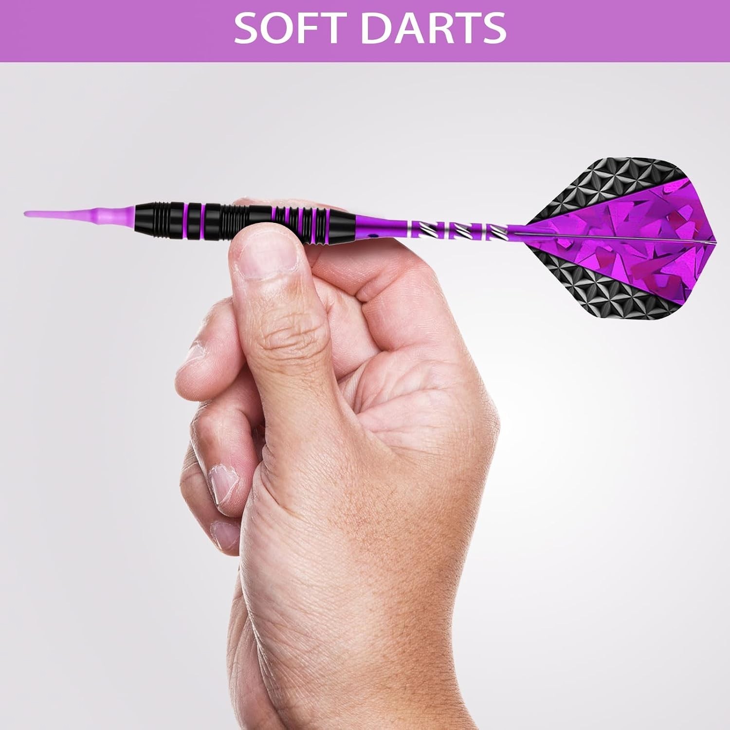 Soft Tip Darts Set, 3 Aluminum Shafts, 2BA Replacement Tips, Flights