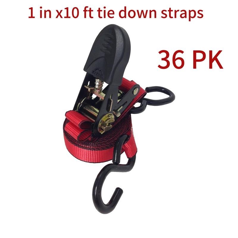 36PK Ratchet Tie Down Straps 1in x 10ft 1200LBS Break Strength 400LBS Work Limit
