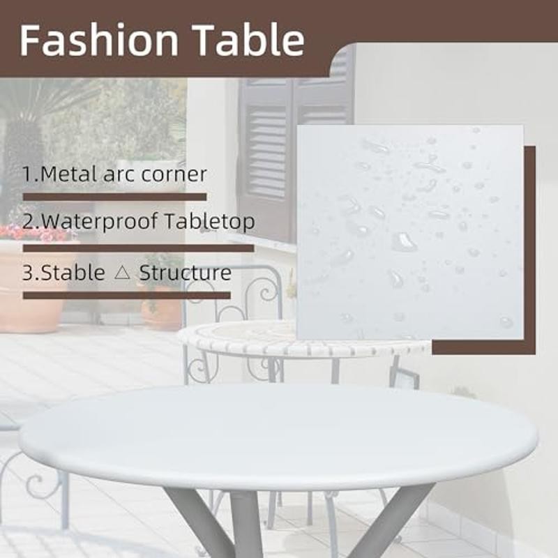 Textilene Fabric Patio Bistro Set Rust-Resistant Steel Frame Easy Assembly White
