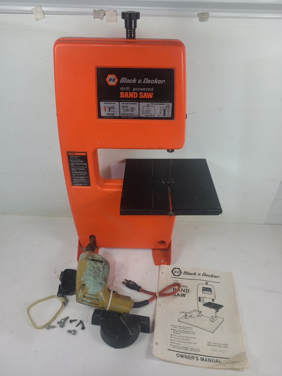 Vintage Black & Decker Drill Powered Band Saw Model 74-480 (TESTED)