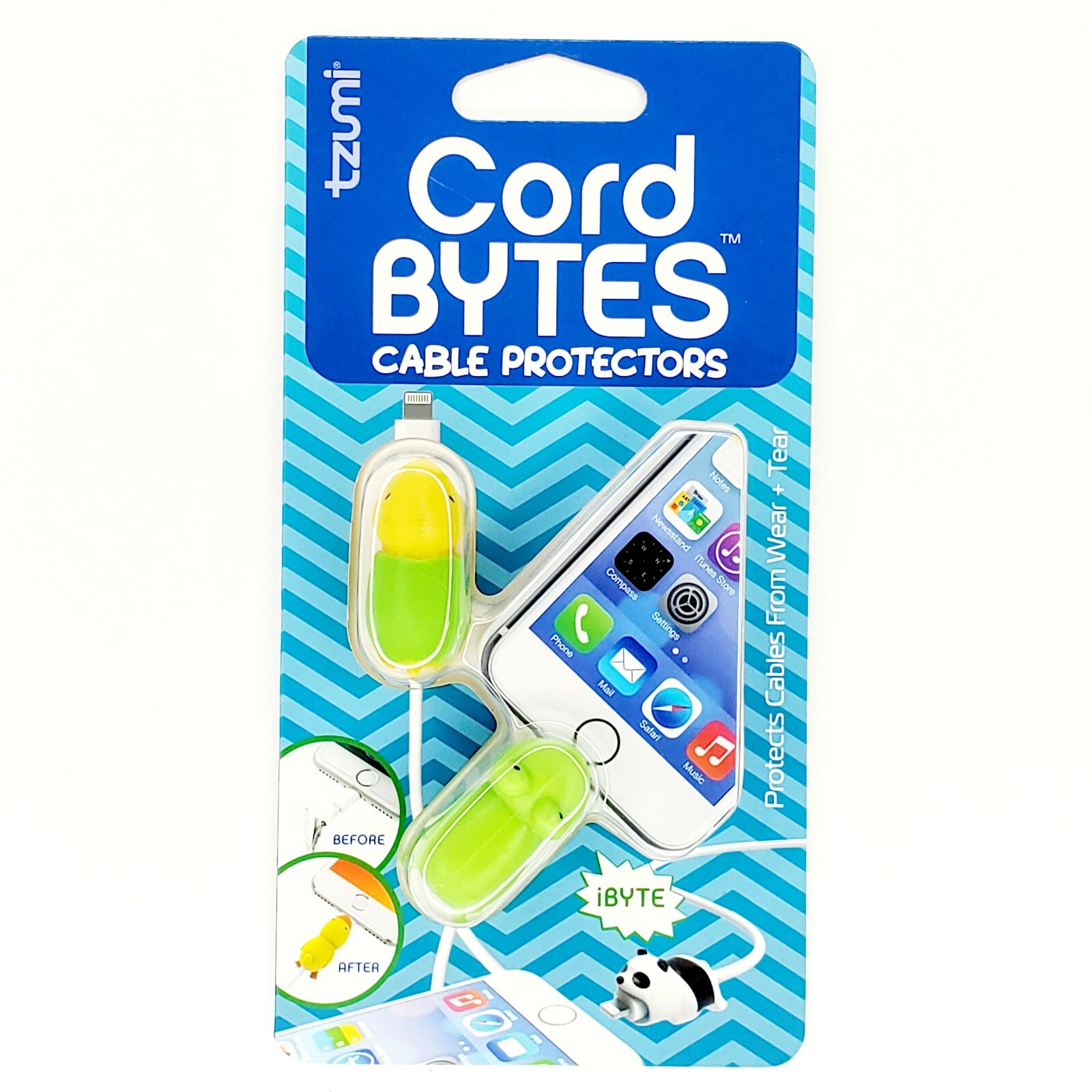 Tzumi Cord Bytes Cell Phone Cable Protector Turtle/Frog Pack NEW