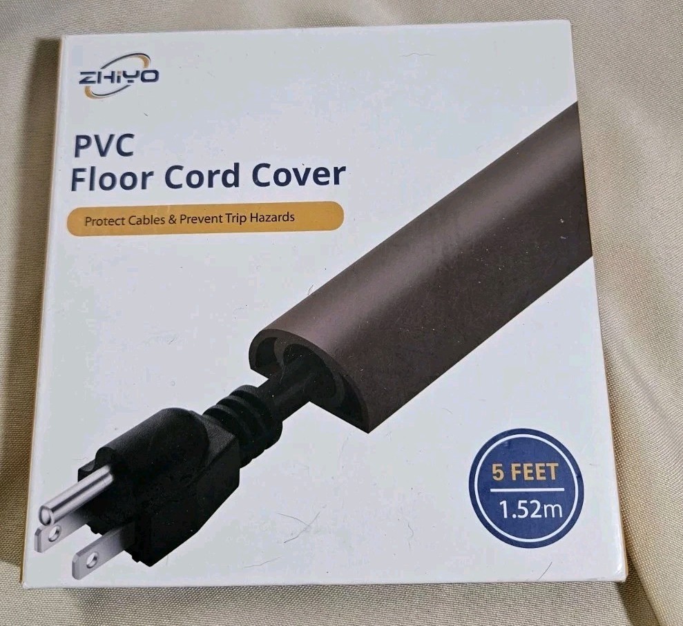 PVC Floor Cord Cover for Extension Cords Prevent Tripping 5'
