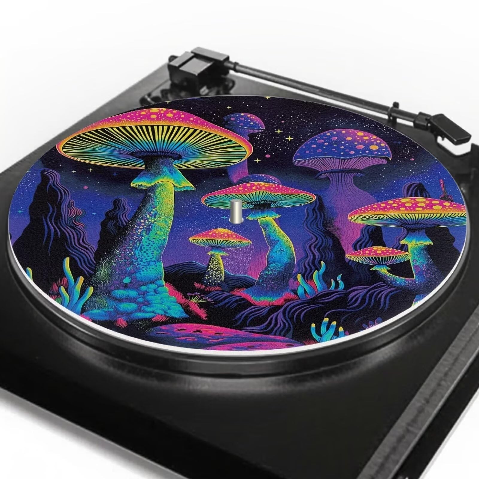 GLENLCWE Purple Mushroom Turntable Mat 12 Inch Purple Music Note Anti Vibrati...