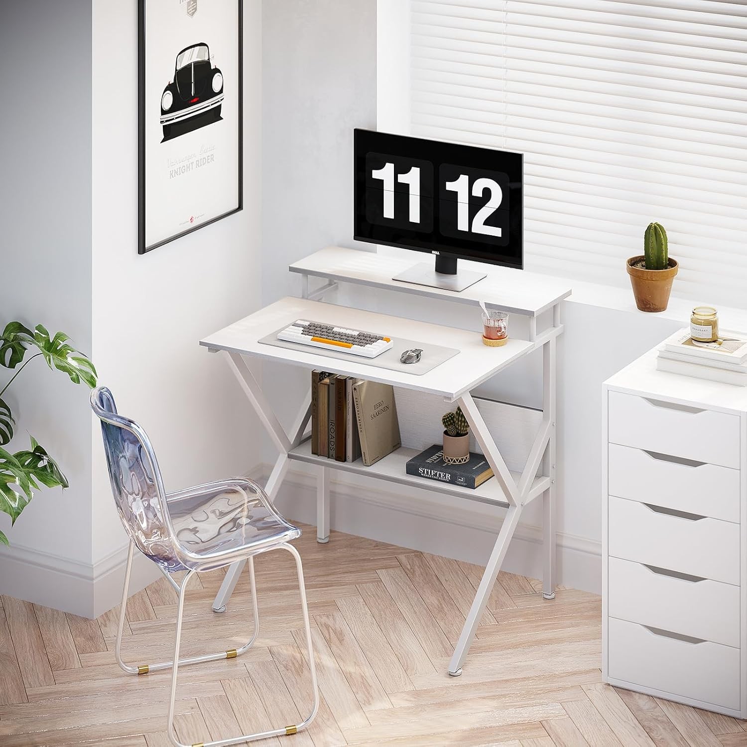 ODK Small Computer Desk, 27.5 inch Desk for Small Spaces with Storage, Compact T