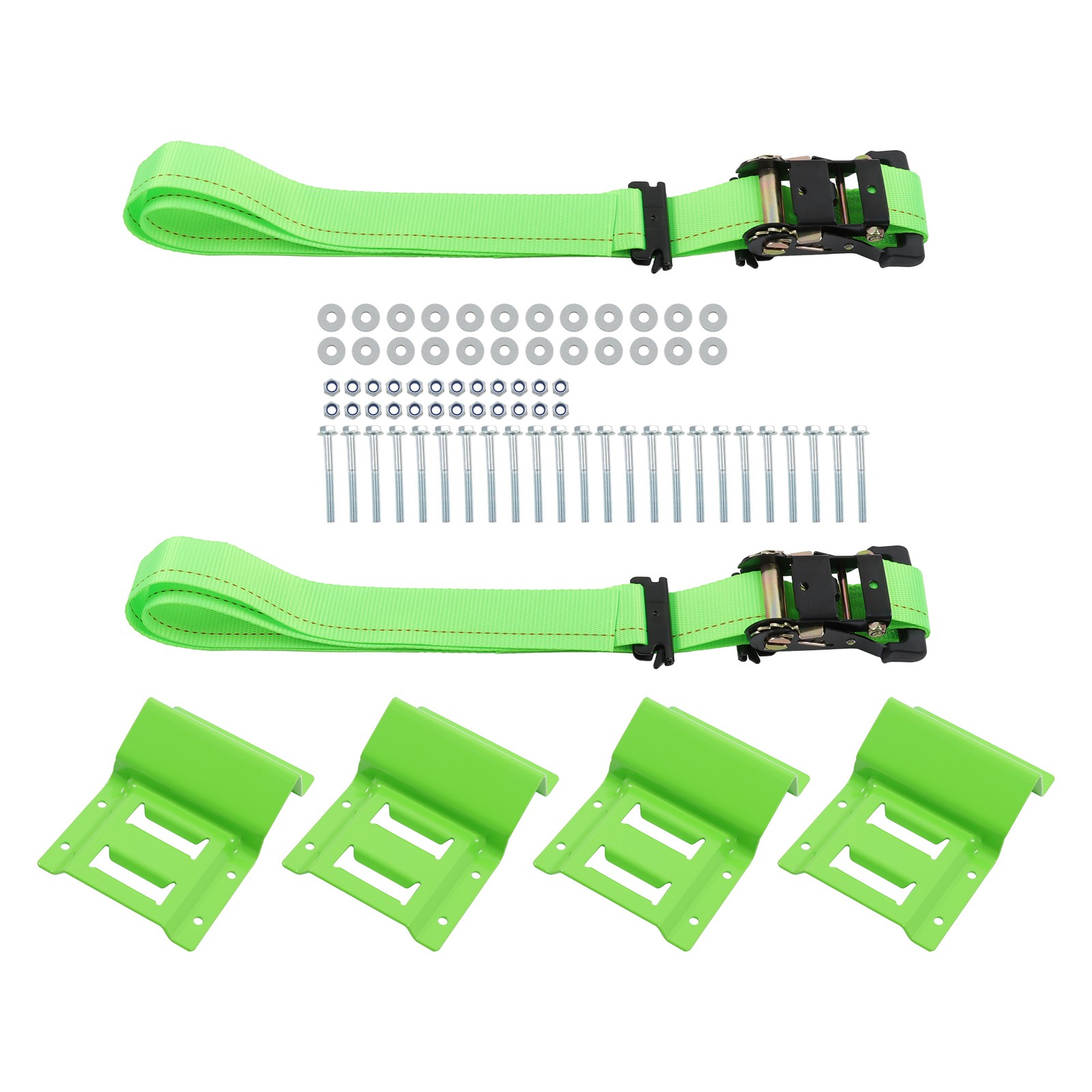 LABLT 2" x 6' Trailer Tire Straps Wheel Chock Tie Down Straps Set Heavy Duty