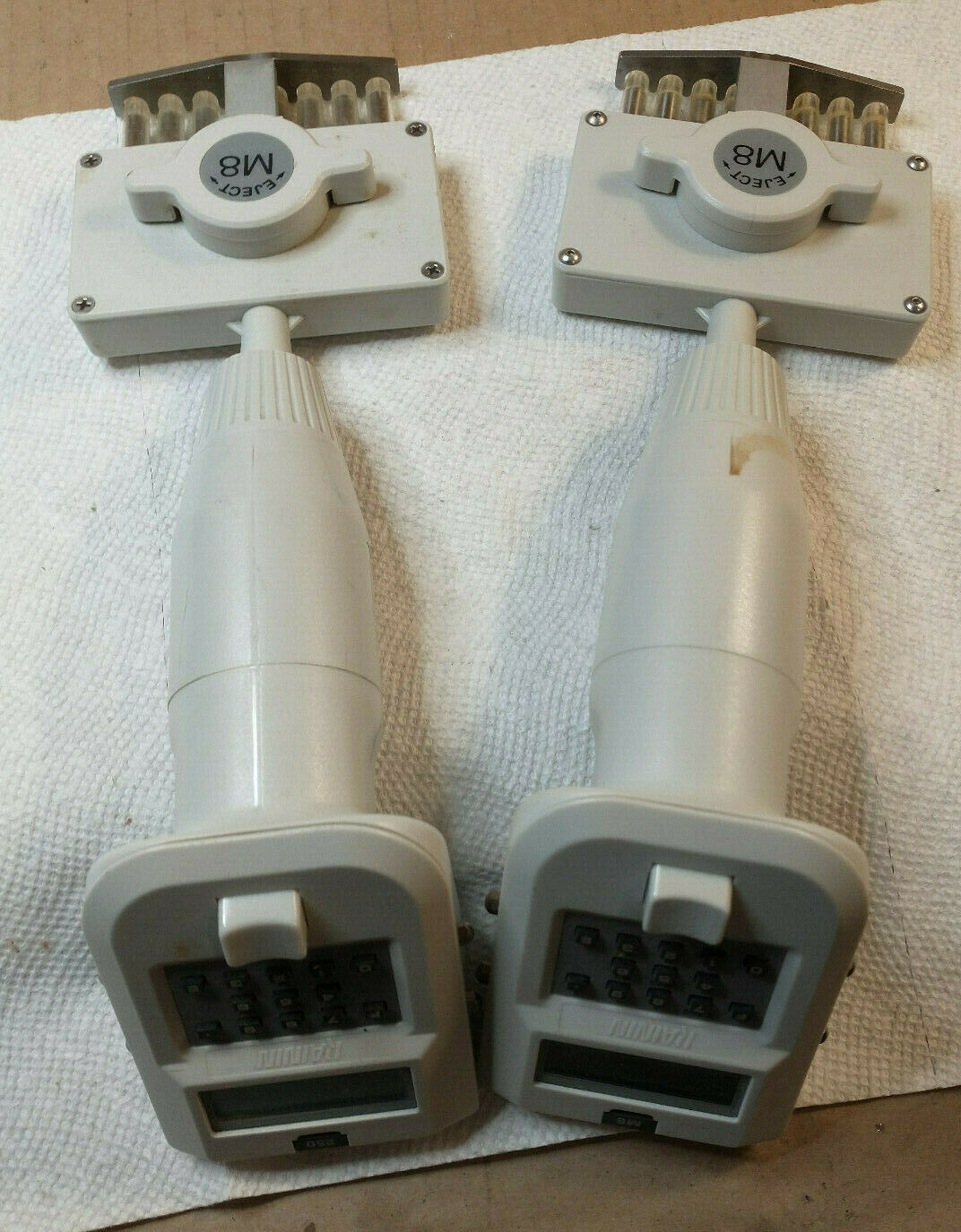 Lot of 2, Rainin EDP 8 Channel Digital Pipette M8 & 250 - For Parts or Repair