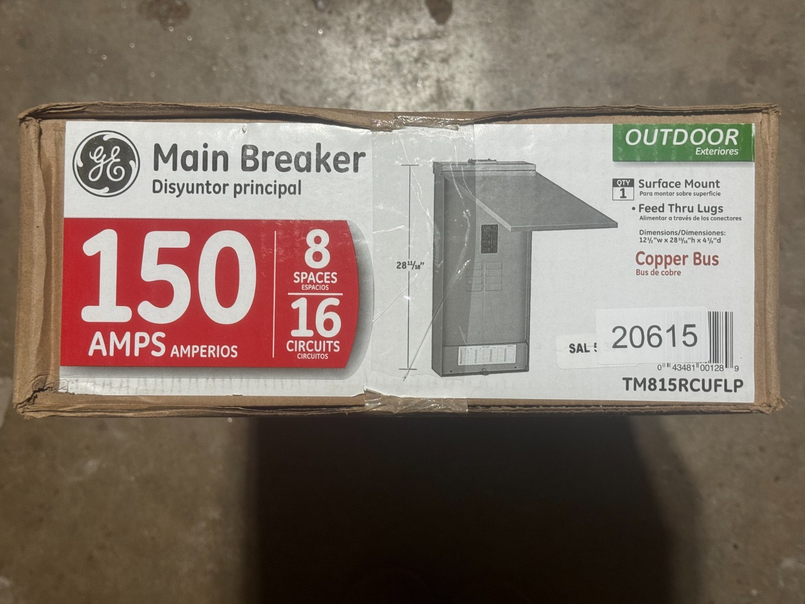 General Electric TM815RCUFLP Outdoor Load Center 8 Spaces 16 Circuit 150 Amp