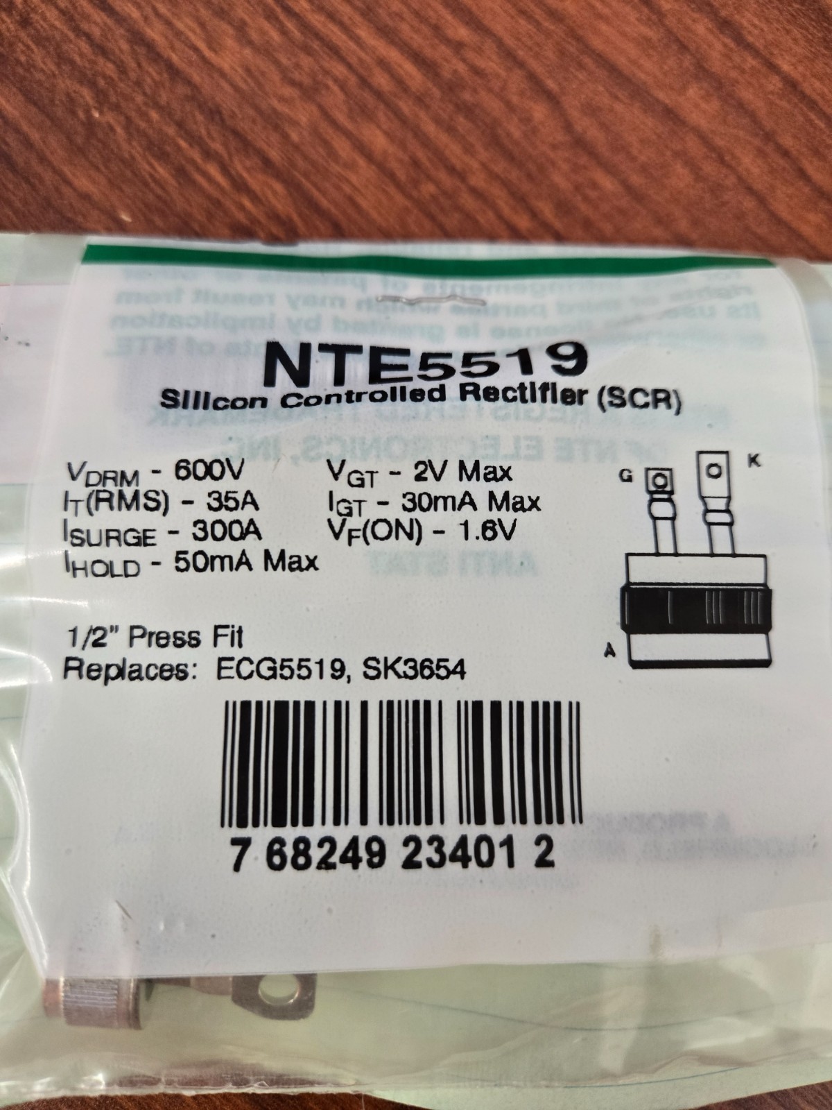 NTE5519 Silicon Controlled Rectifier (SCR)