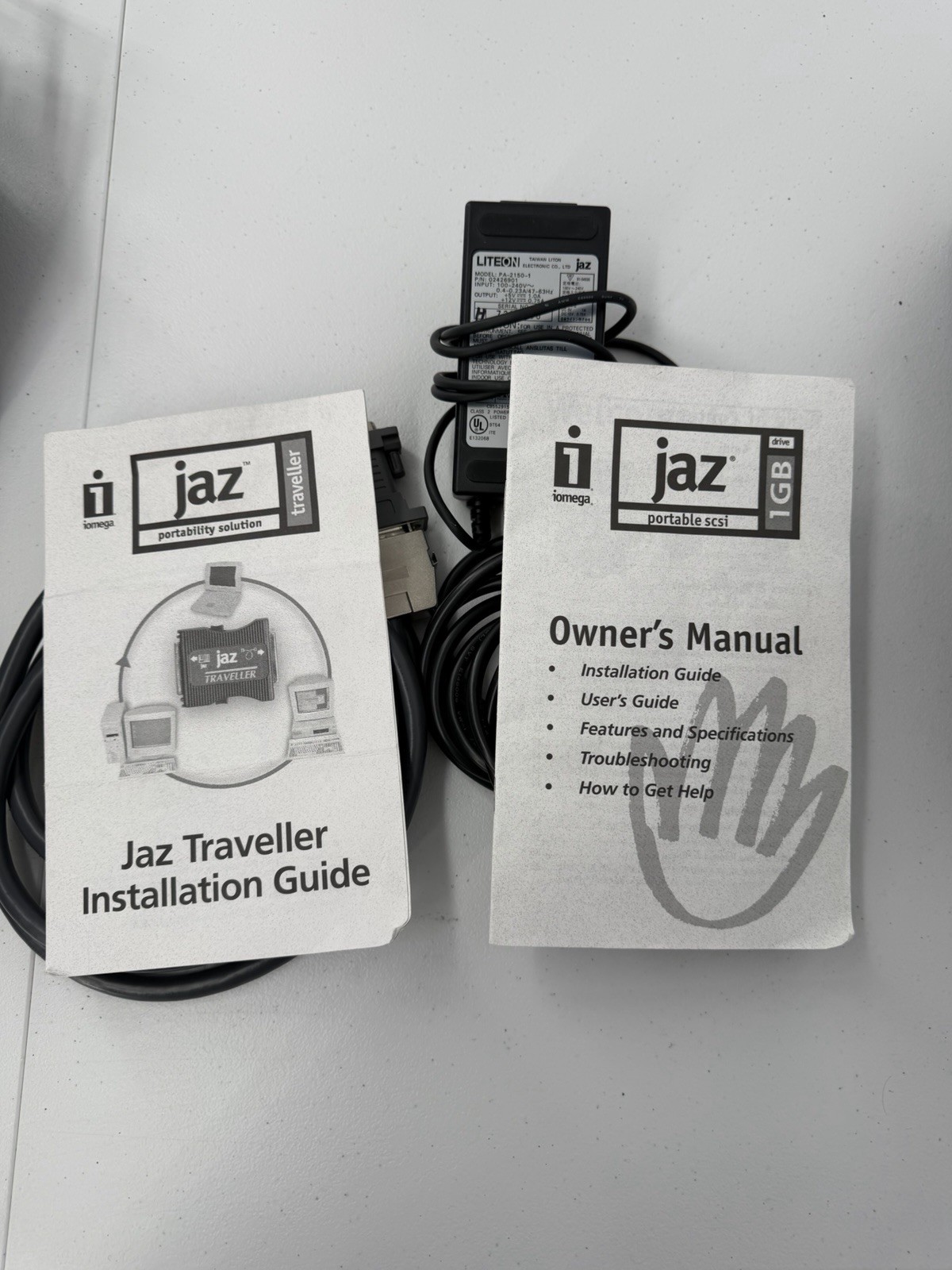 Lot Iomega Zip Disk 100 Jaz 1GB External Drive Unit Power Cord Cords Untested