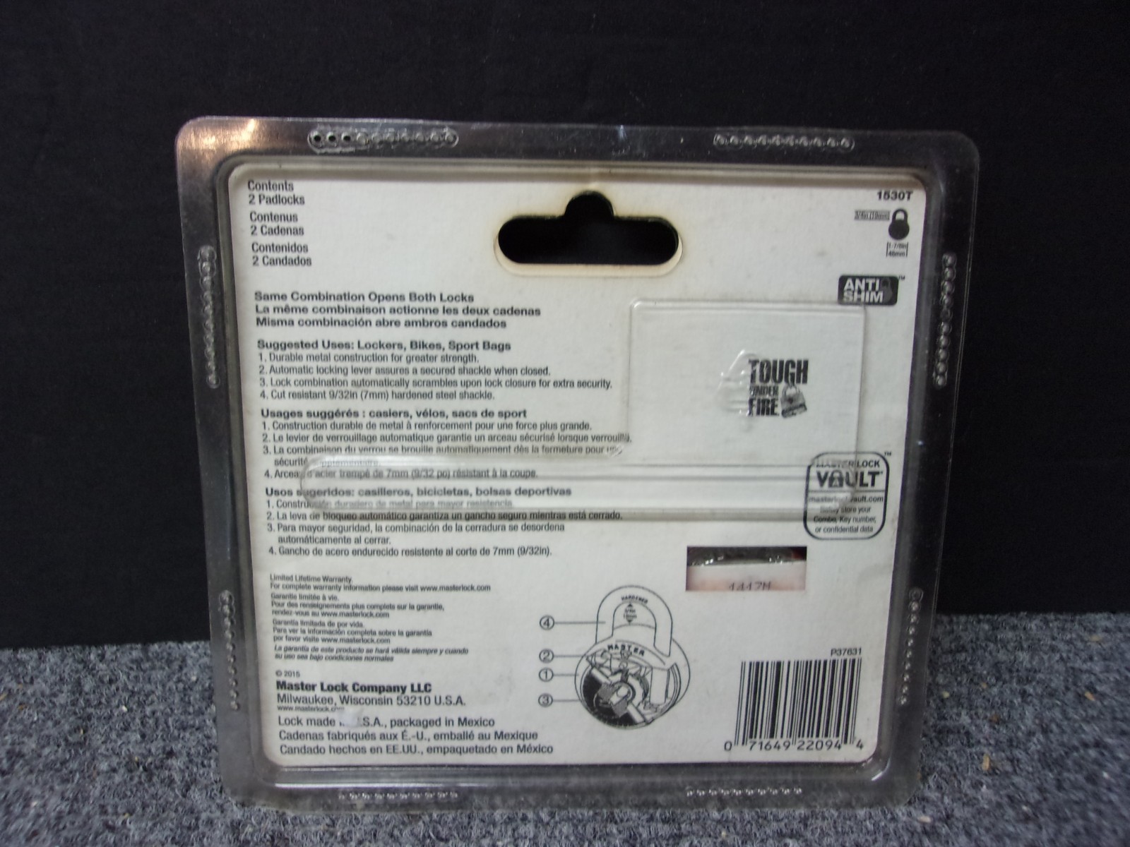 2 Pack Masterlock Combination Locks 1530T