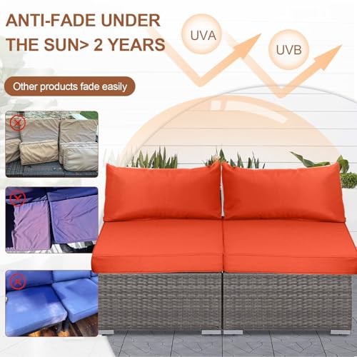 14 Piece Outdoor Patio Cushion Covers 25.6"L x 25.6"W x 4"H (covers) Orange
