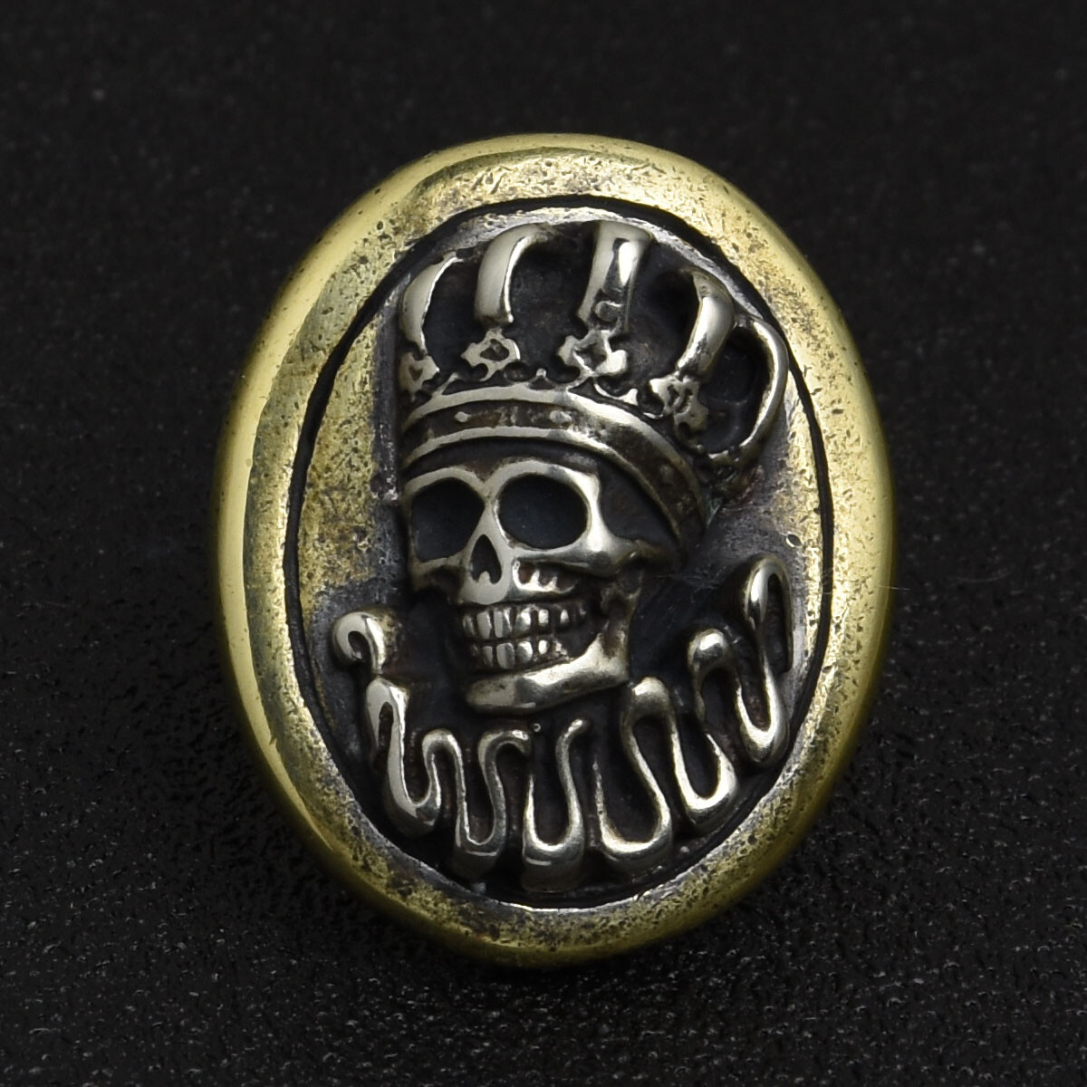 Oval Copper Alloy Skull Crown Concho Screw Back Vintage Saddle Hat Leathercraft