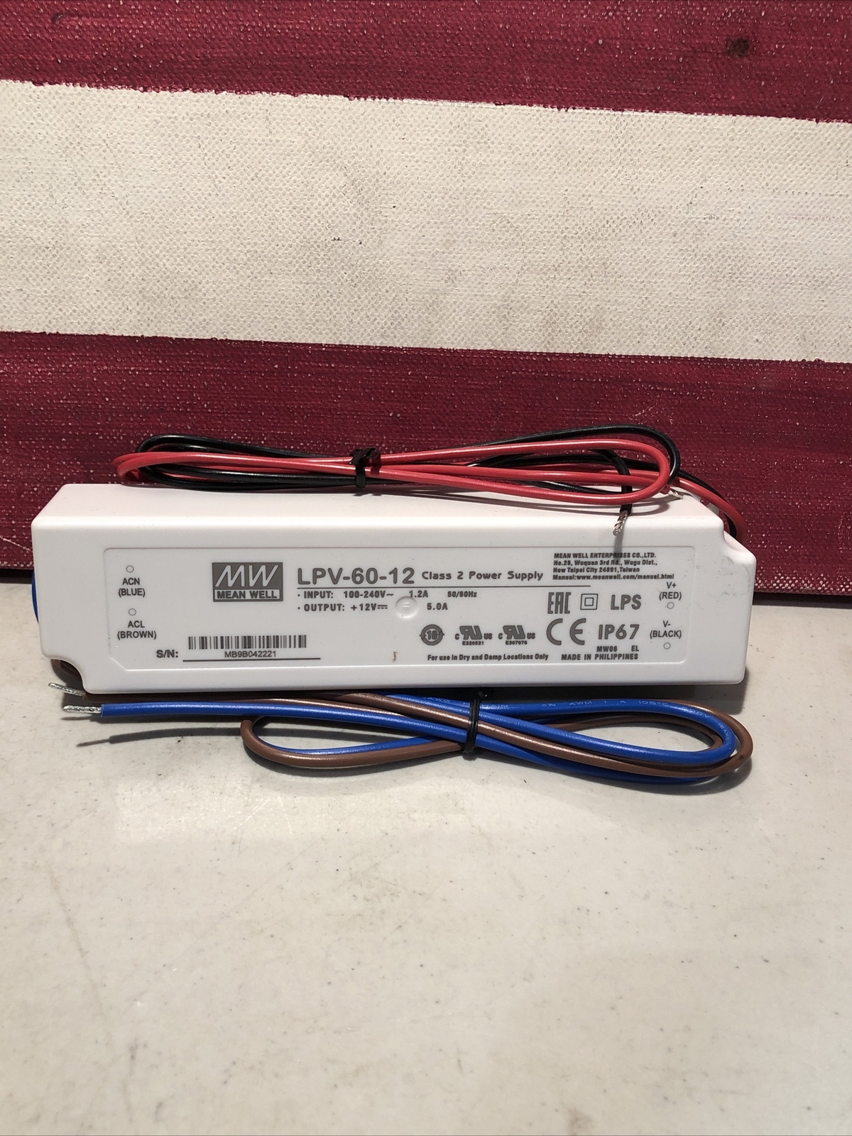 Mean Well LPV-60-12 Panel Mount Power Supply LPV Series AC-DC 12-Volt 5-Amp