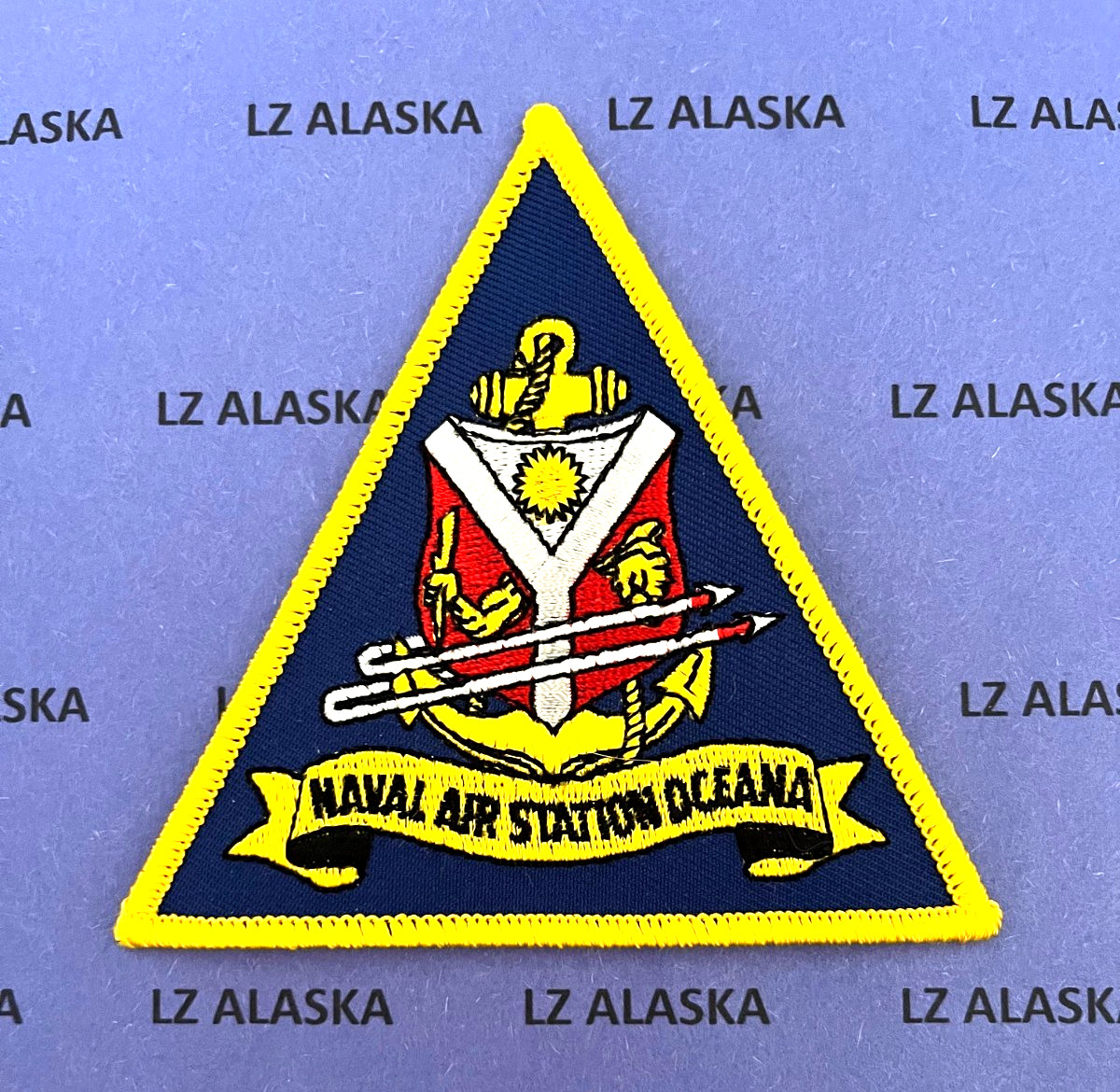 US NAVY NAVAL AIR STATION OCEANA TRIANGLE PATCH ( EC N19 ) NAS OCEANA