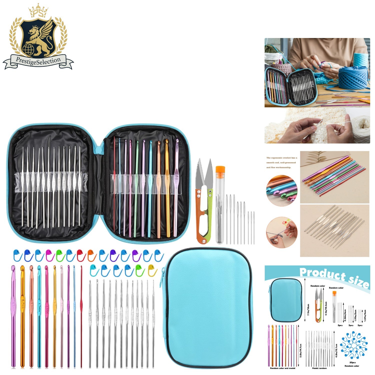 54-Piece Ergonomic Crochet Hooks Set with Storage Case - Perfect for Beginners