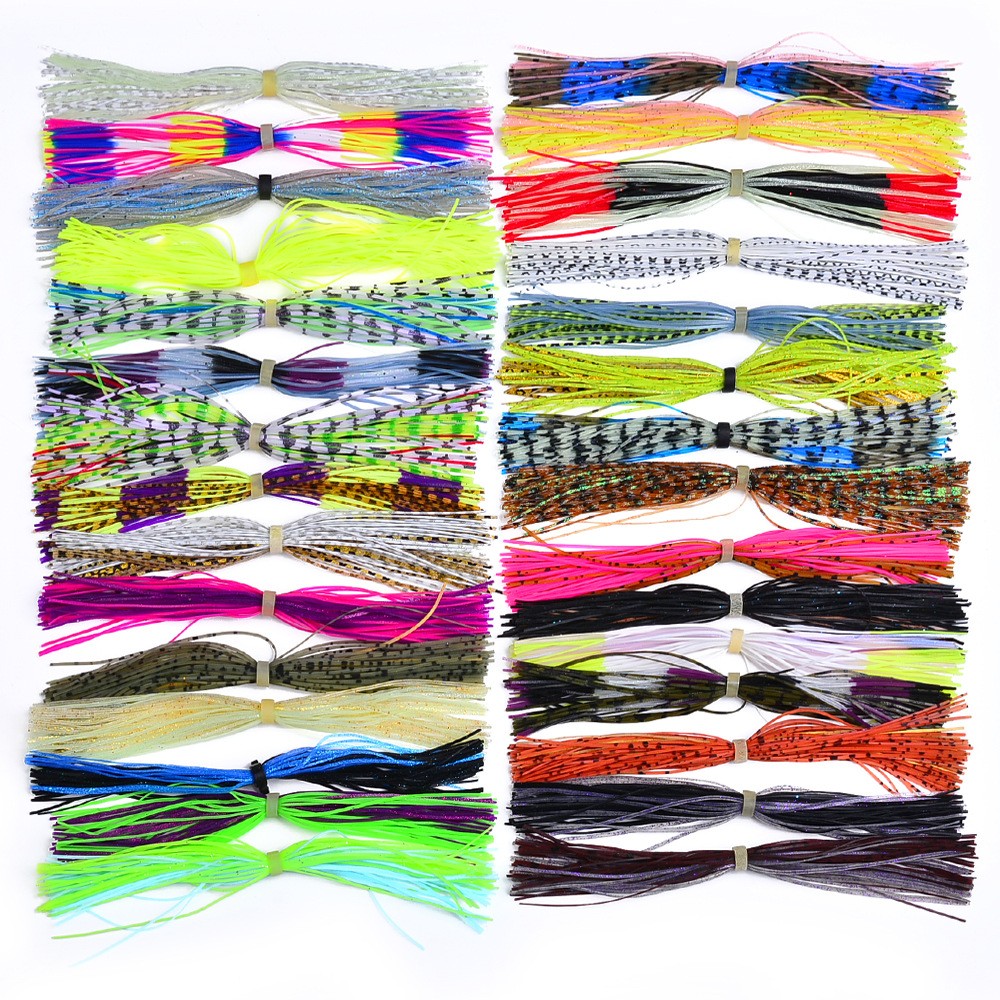 30 Bundles 50 Strands 5.1in Silicone Jig Skirts DIY Rubber Fishing Jig Lures