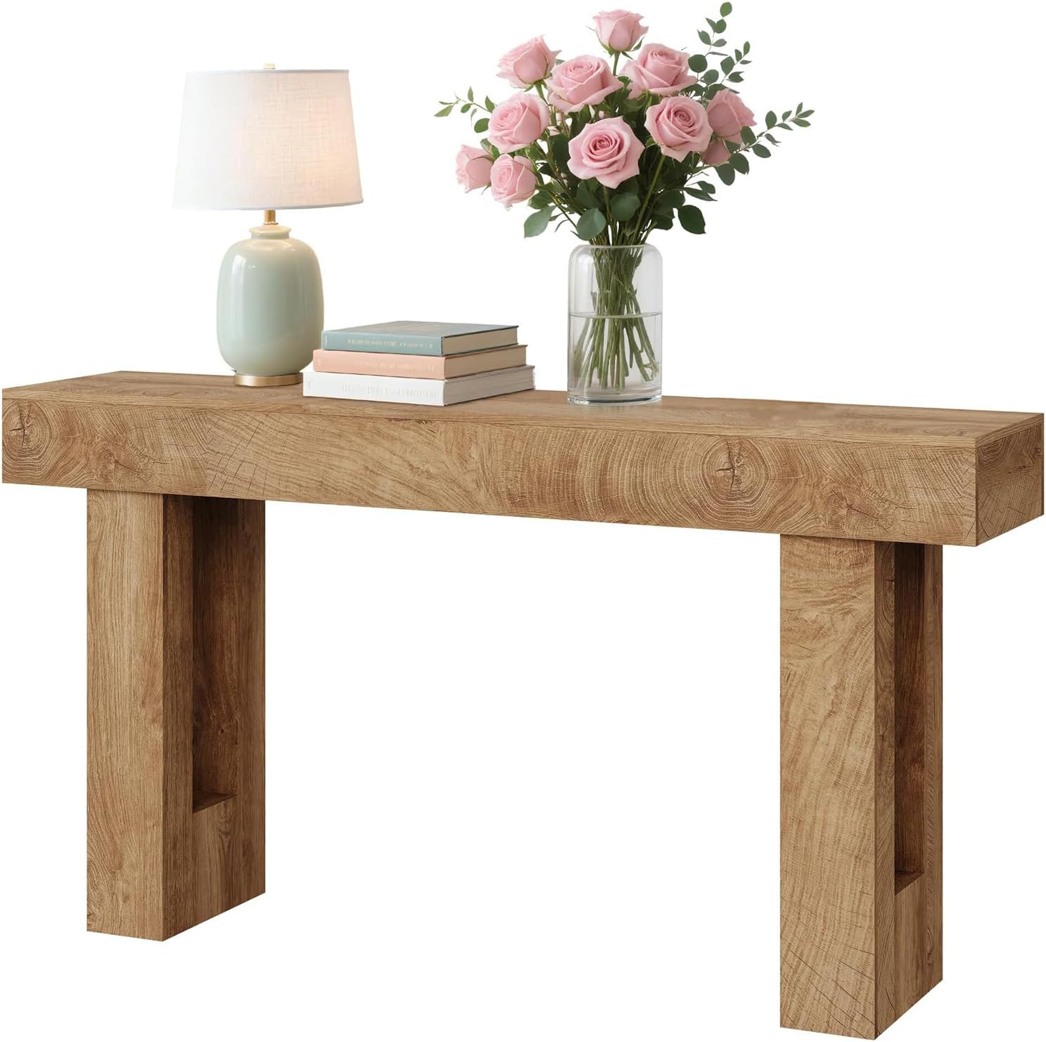 63 Inches Long Console Table, Wooden Entry Table for Entryway, Rustic Sofa Table