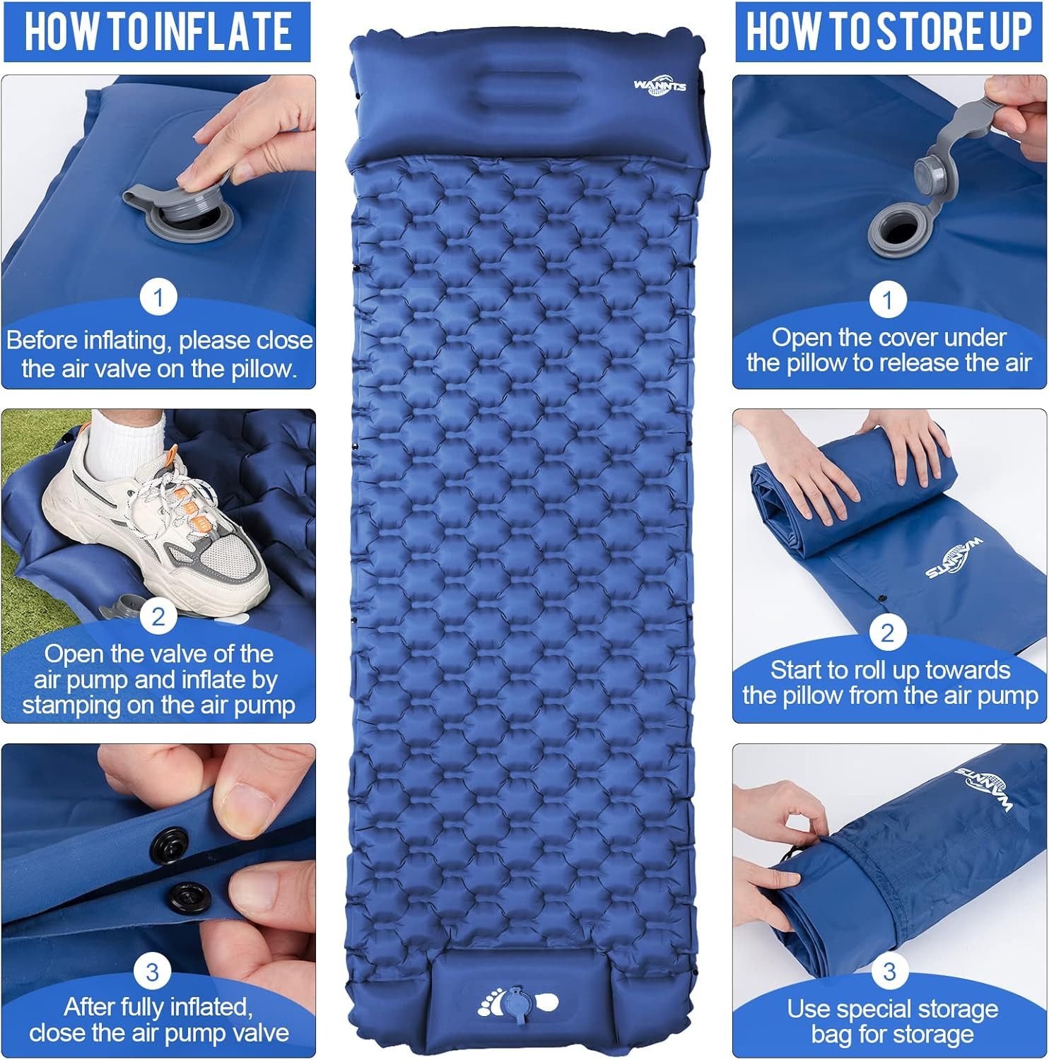 Sleeping Pad, Ultralight Inflatable Sleeping Pad for Camping, Built-In Pump, Ult