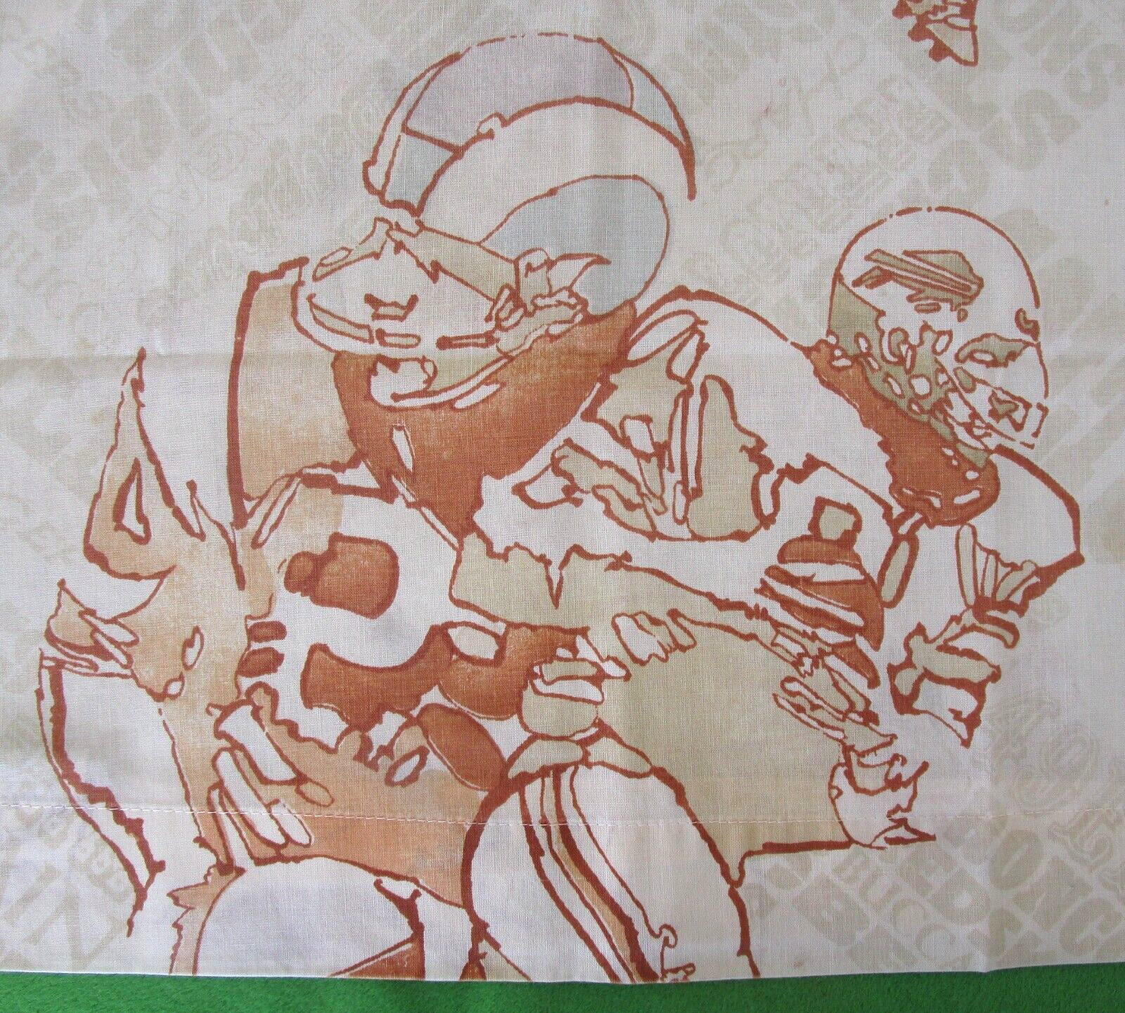 VINTAGE BEIGE FOOTBALL PLAYERS PILLOWCASE - BIBB - MADE IN USA