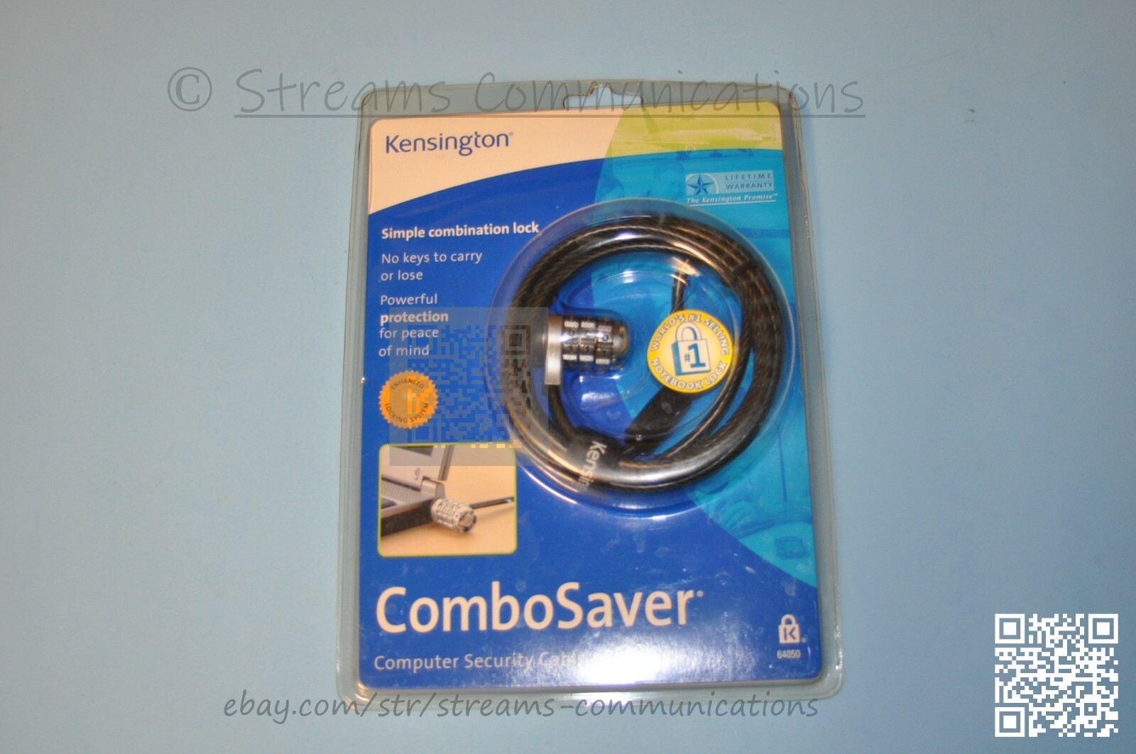 Kensington 64050 Combo Saver Computer Security Cable for Notebook Laptop