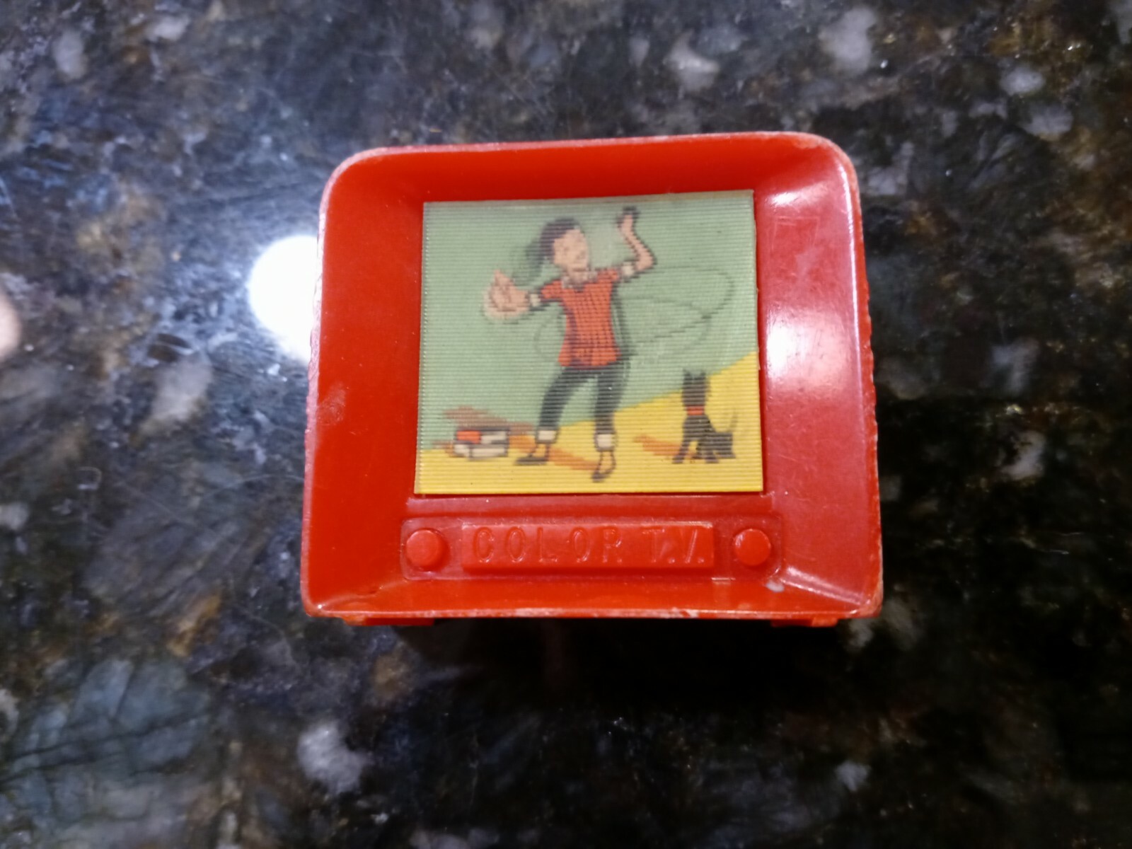 Vtg Lenticular TV Plastic Color TV Pencil Sharpener Girl Hula Hoop PARTS ONLY