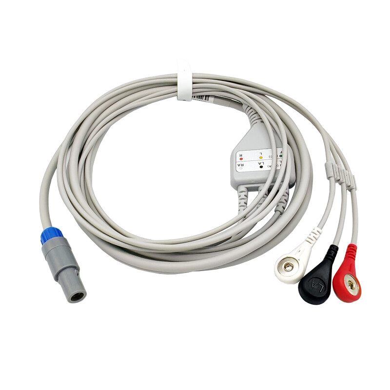 6pin 3Lead ECG Cable Leadwire Snap/Clip for Creative PC9000S/UP6000/Biolight M12