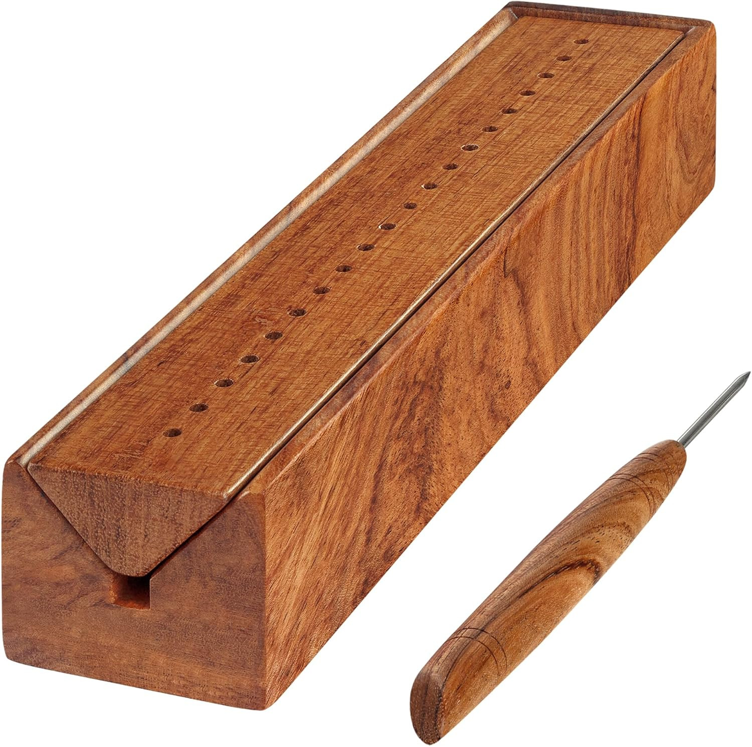 Wooden Bookbinding Cradle with Awl – Handcrafted Hardwood Punching Tool, Smooth