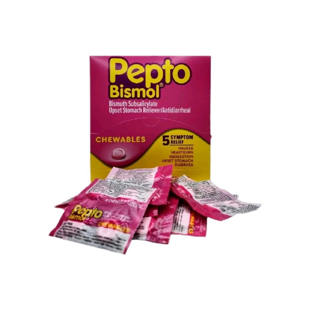 Pepto Bismol Chewables Dispenser - 32 Packs of 4 Tablet Each-Free Shipping