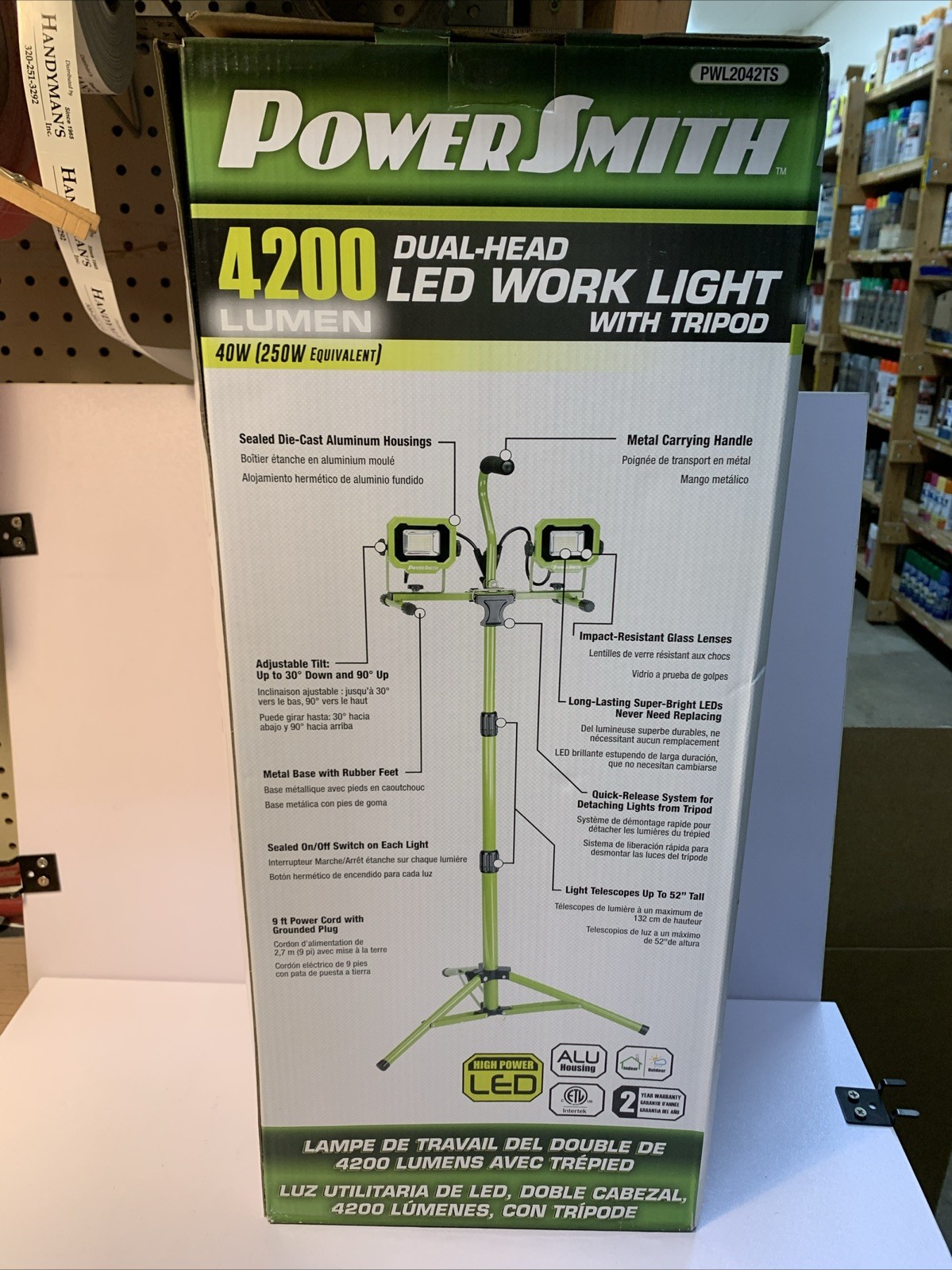 PowerSmith 4200 Lumen Dual-Head Led Work Light With Tripod