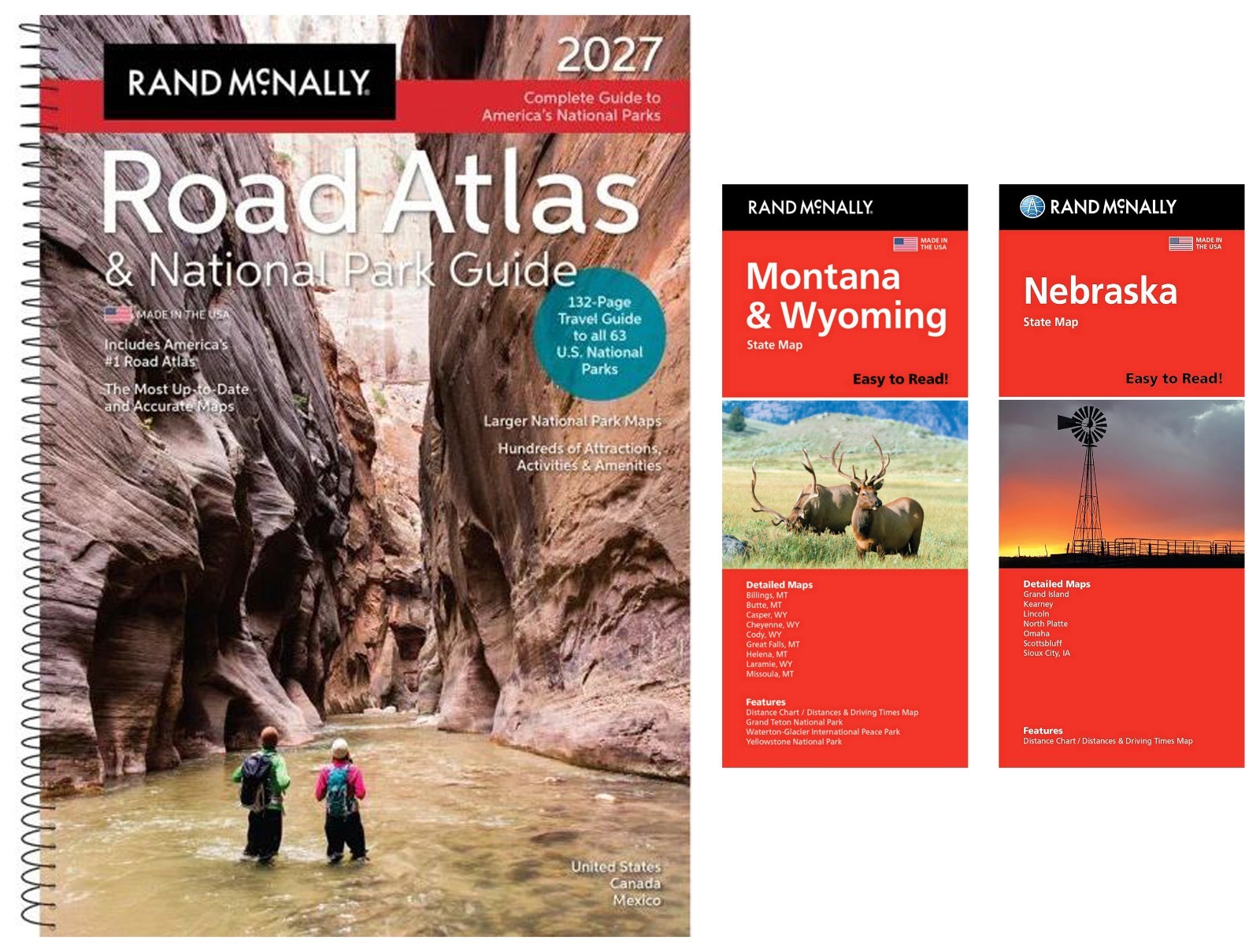 Rand McNally 2027 Road Atlas & National Park Guide +Easy-to-Read MT/WY & NE Maps