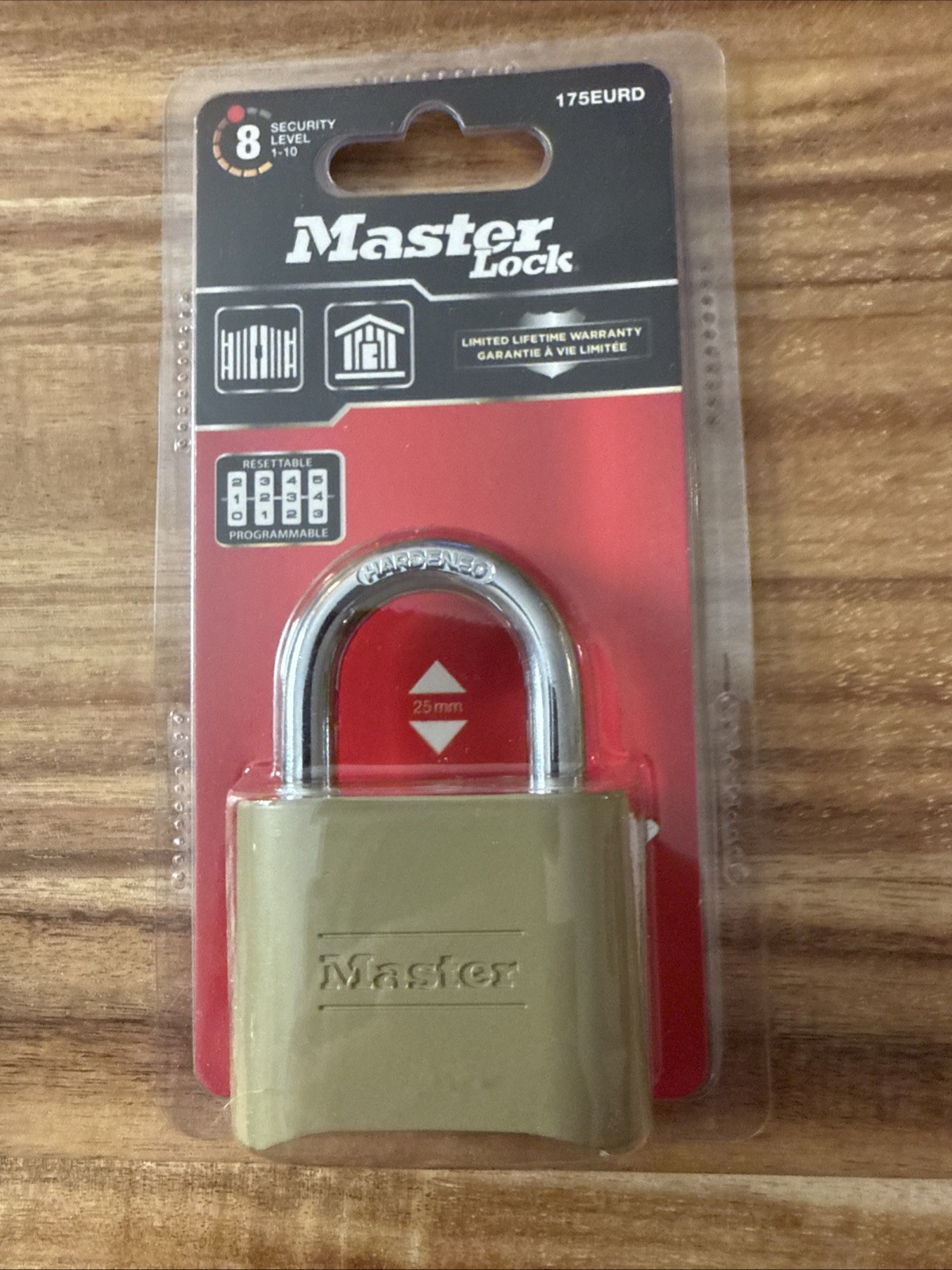 Master Lock Resettable Combination Padlock 2" wide Brass 175D 175EURD New