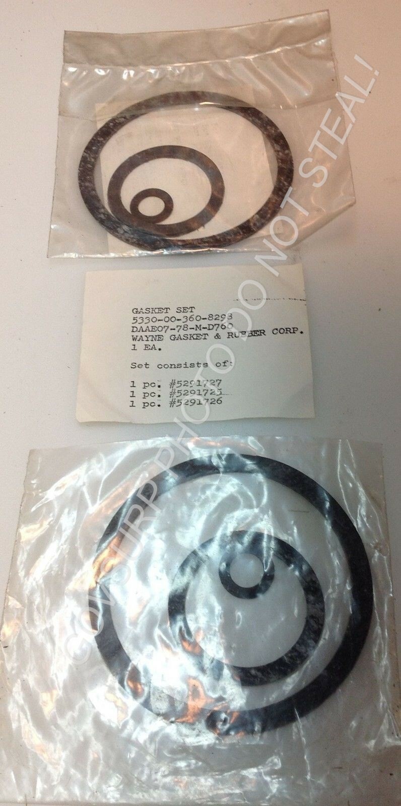 MB / GPW FUEL FILTER GASKET SET WWII VEH 2EA PN# GPW18337 A6883 5330-00-360-8298