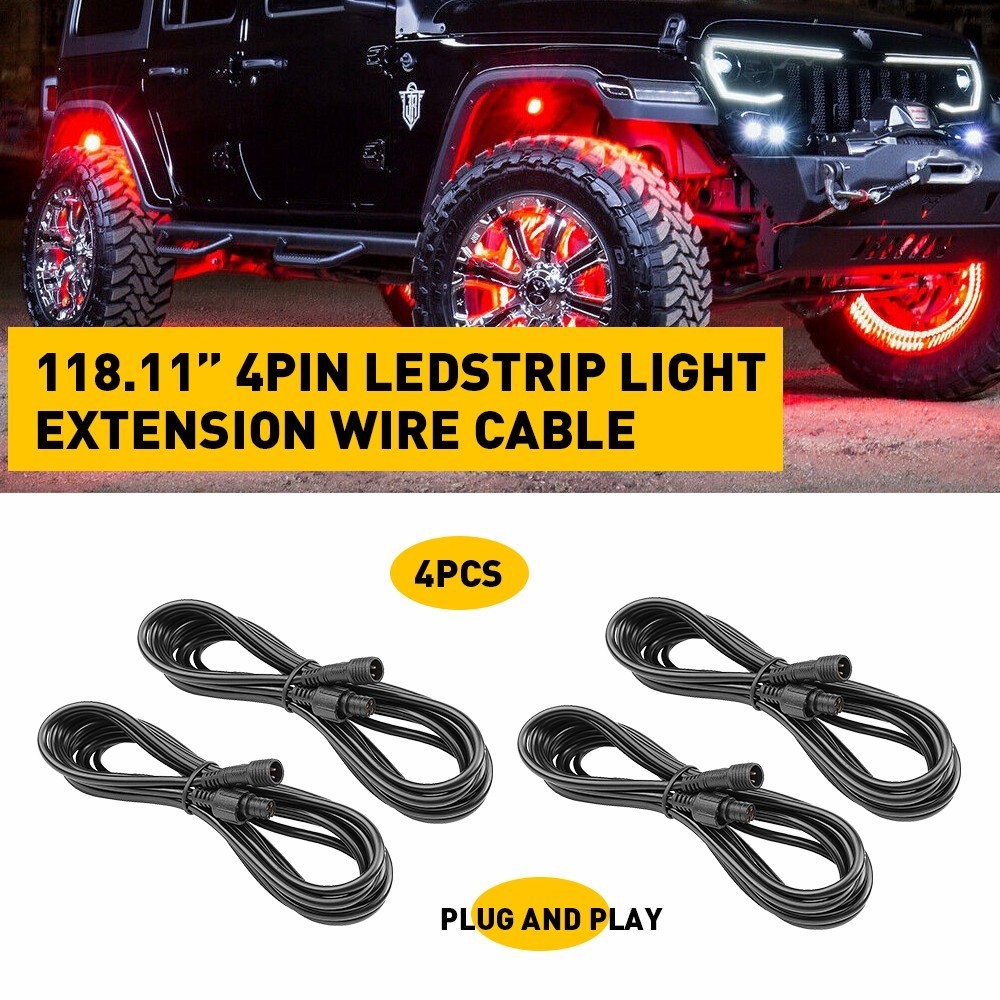 10Feet Extension Wire Cord Cable For RGB LED Rock Light / Halo Chasing Pods%