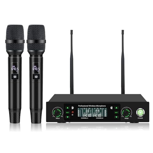 Professional Wireless Microphone System, 500ft Long Range 2.4G Cordless Mic Set