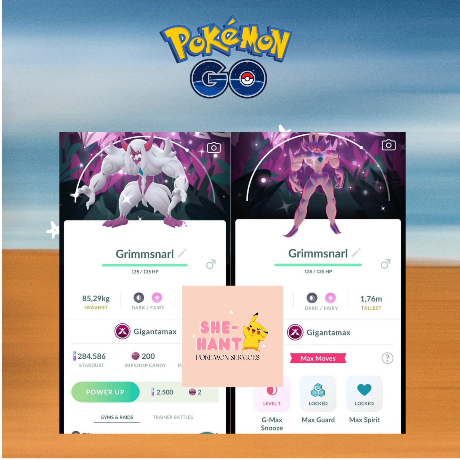 Pokémon go❖❖Shiny GIGANTAMAX Grimmsnarl❖Special Background❖Trade or P❖T❖C