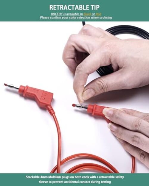 Multimeter Test Leads 4mm Stackable Banana to Banana Plug with Multicolored