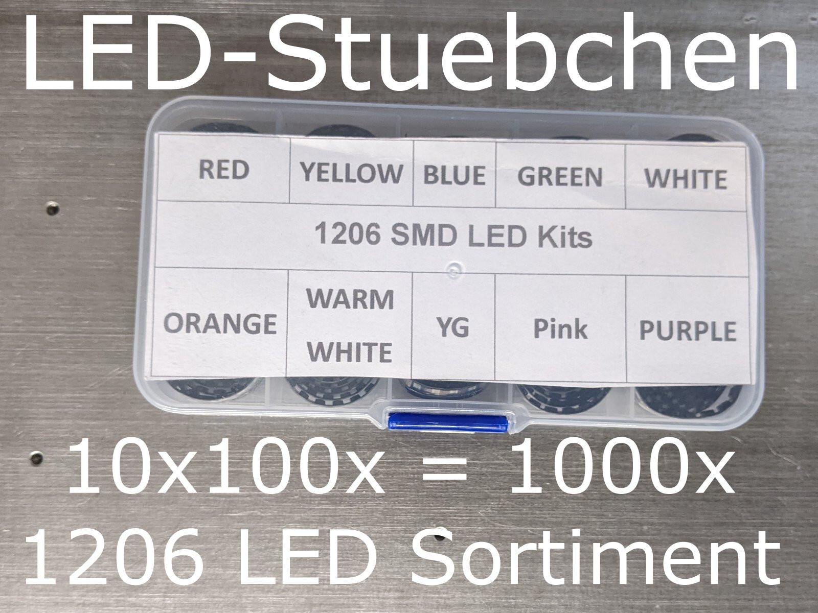 1206 SMD LED Sortiment 10x100 = 1000x, 10 Farben