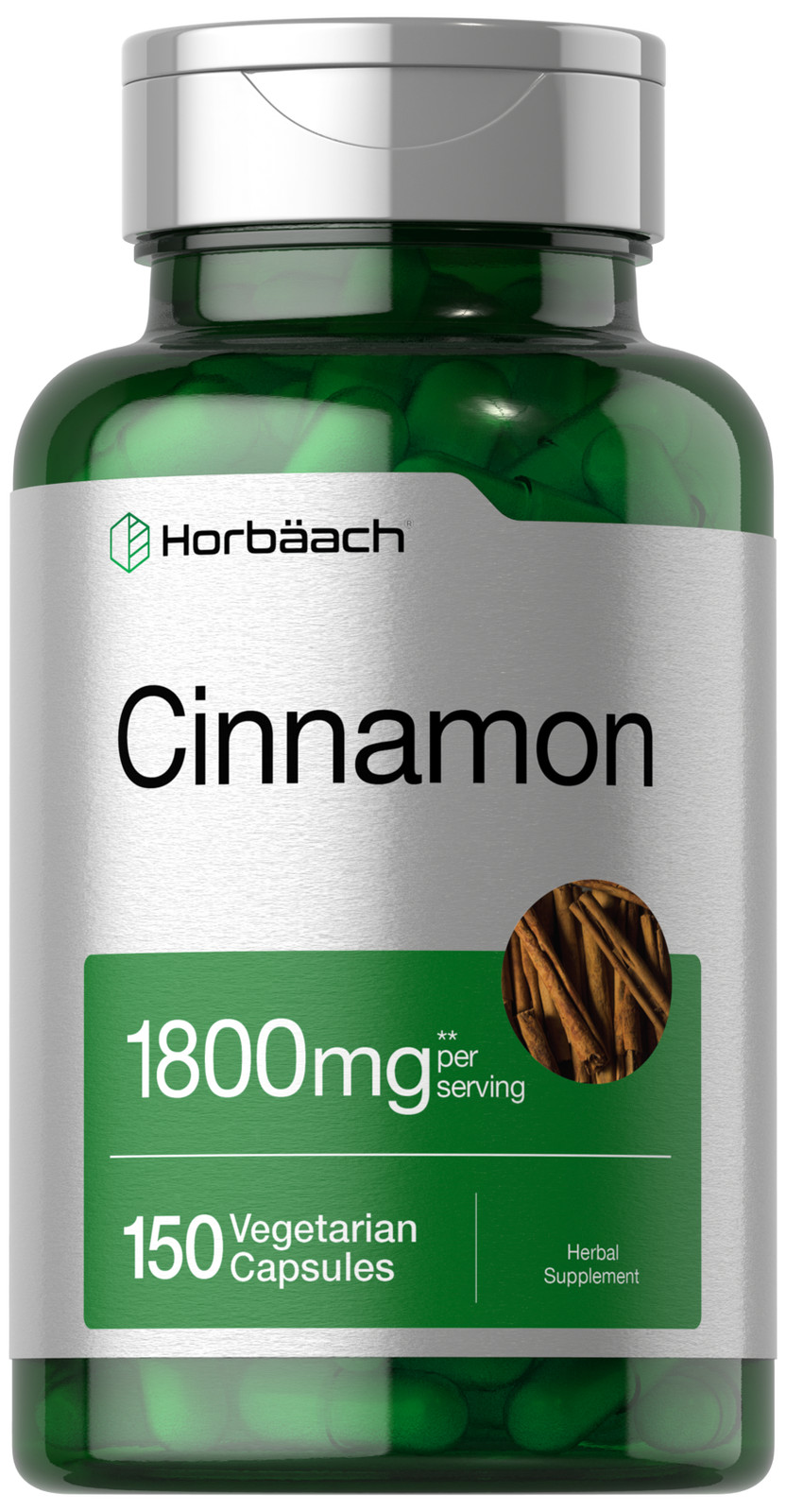 Cinnamon Capsules 1800mg | 150 Count | Vegetarian, Non-GMO | by Horbaach