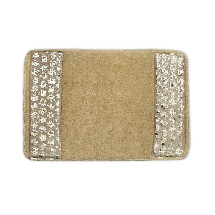 Popular Bath Sinatra Bath Rug with Sequins, Champagne and Gold