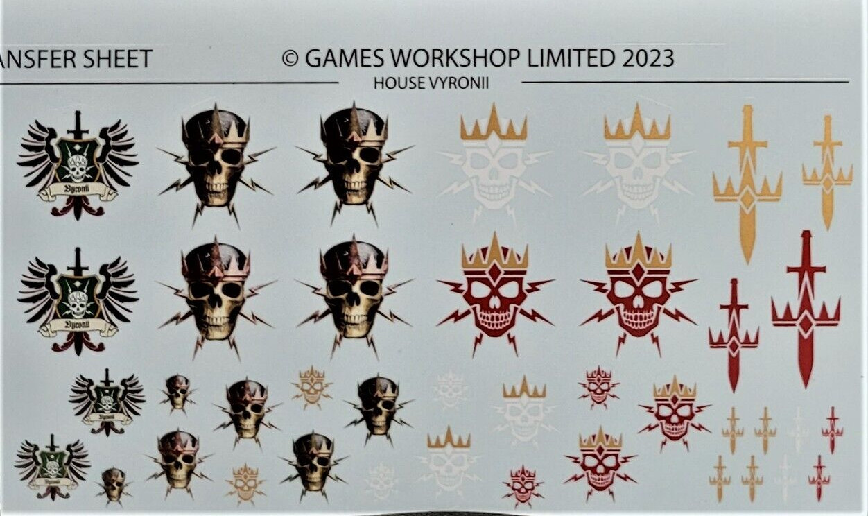 House Vyroni 1x Transfer Sheet Cerastus Lancer Knight Heresy Warhammer 40K