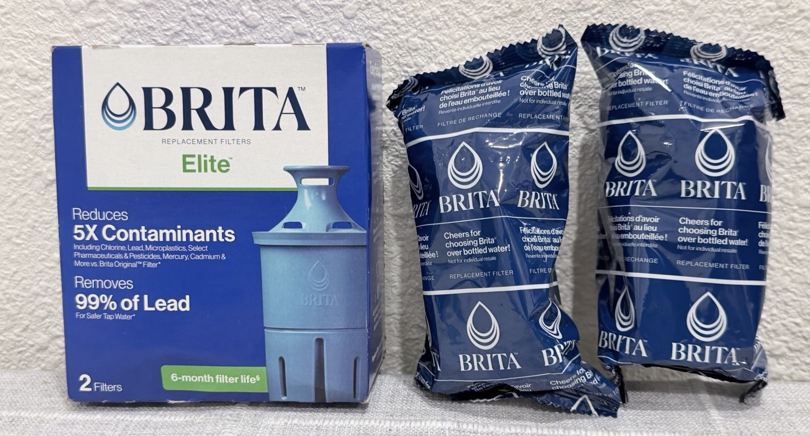 X2 Brita Elite Replacement Filters for Pitchers Dispensers - 4 Count