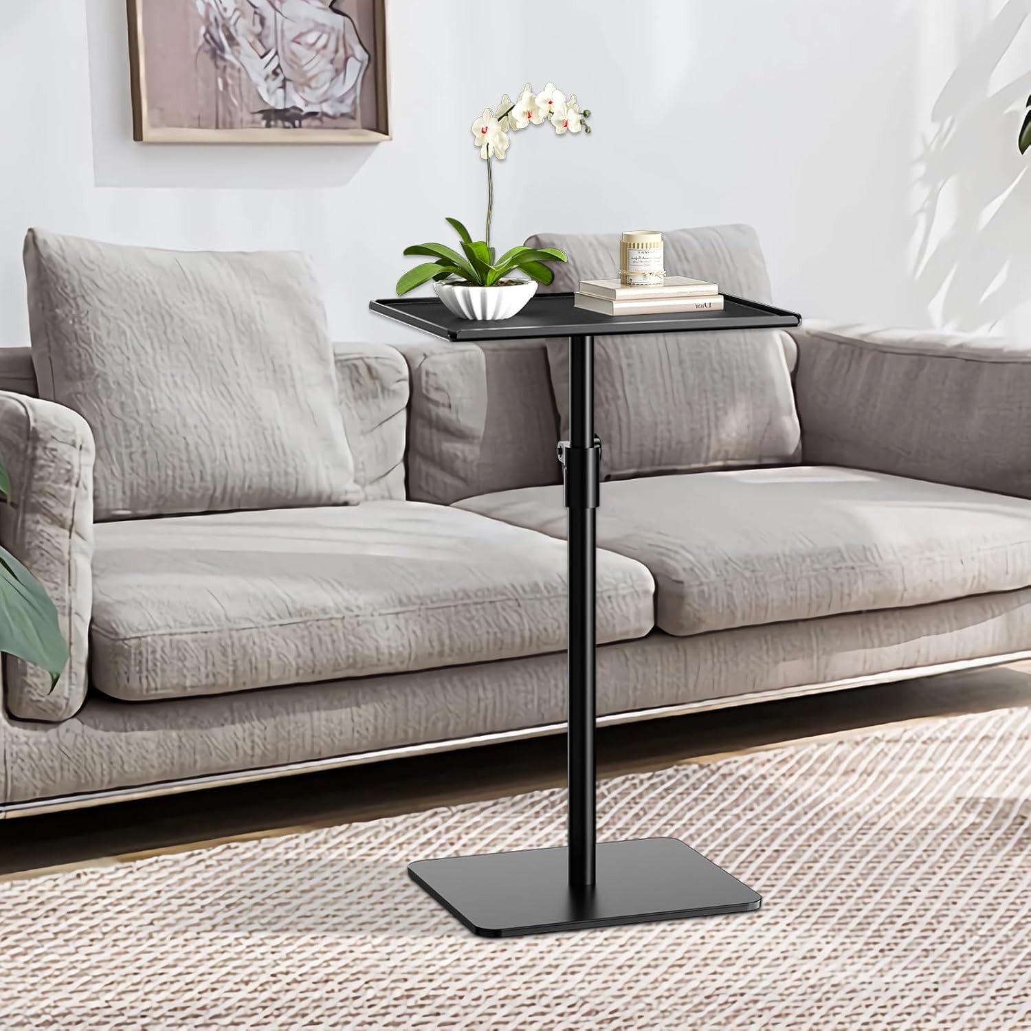 Metal End Table Height Adjustable Side Tables Living Room Small Side Table Small