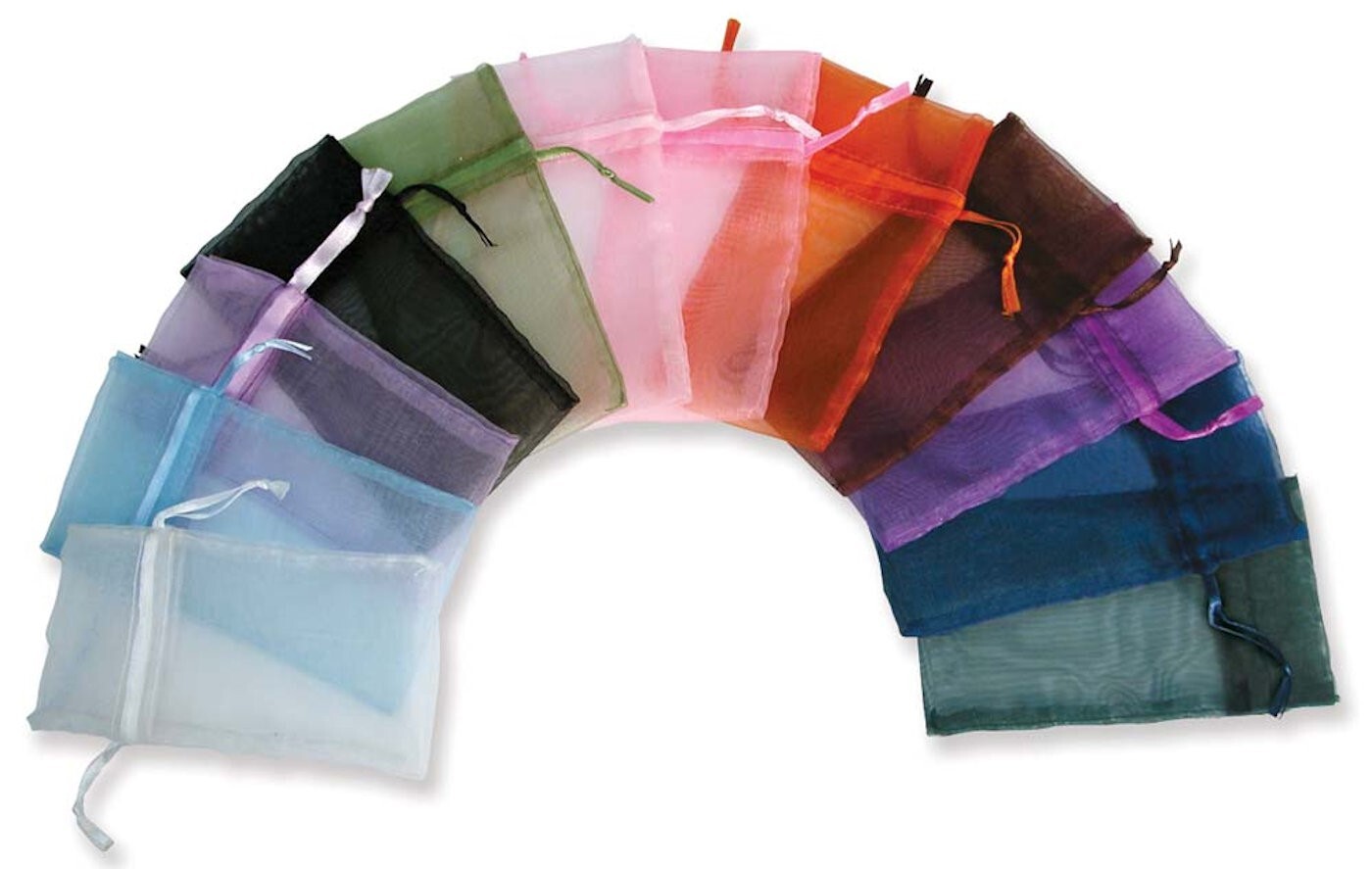 12 Assorted Organza Pouch 3x4" Jewelry Gift Bags with Satin Ribbon Drawstring