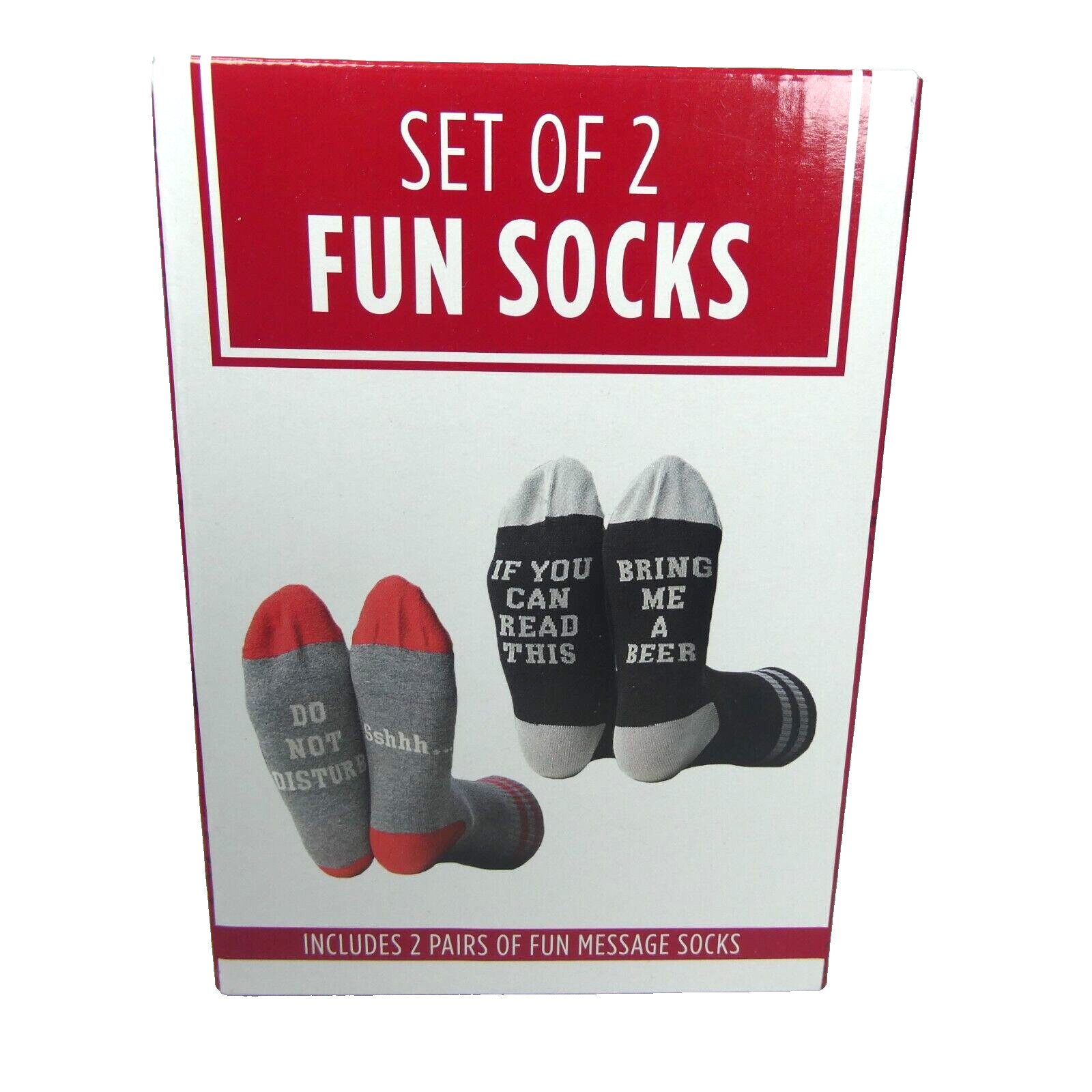 New Set Of 2 Fun Socks Bring me a Beer, Do Not Disturb Ssshhh... Gray Black