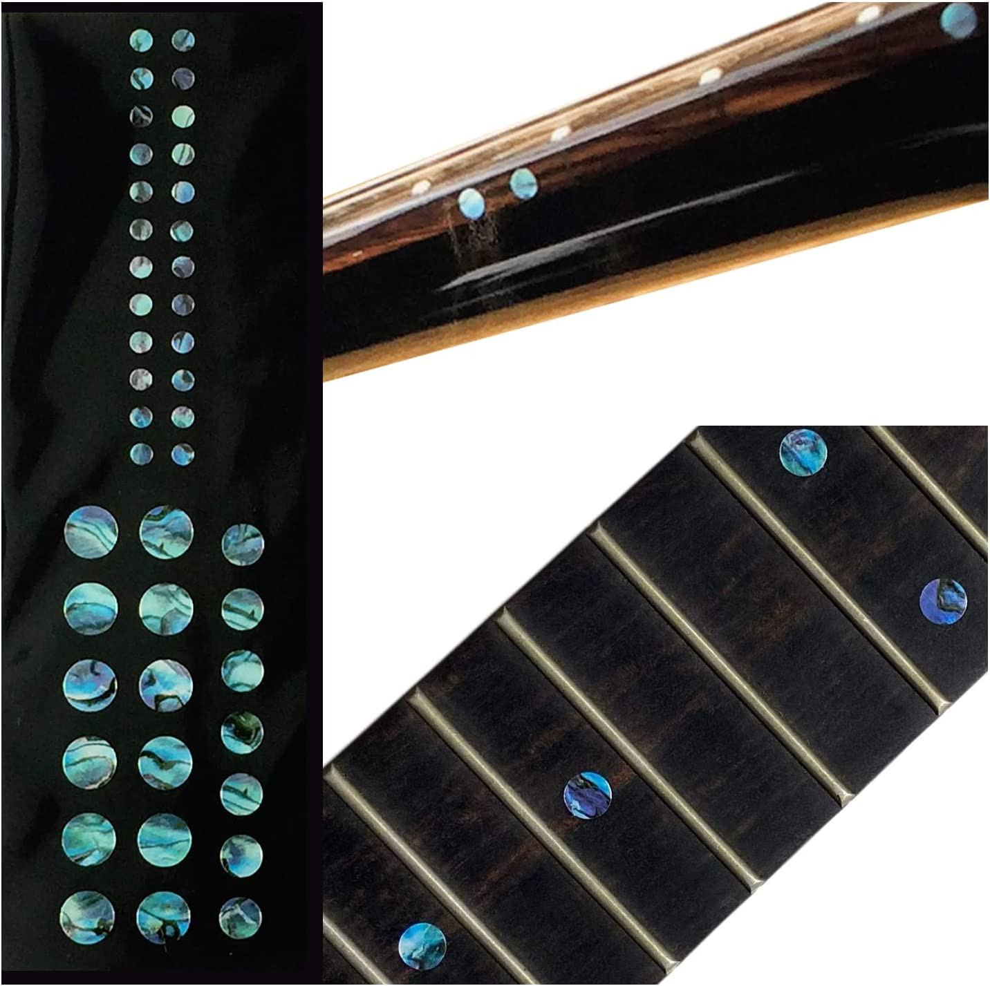 Inlay Sticker Fret Markers for Guitars & Bass - Custom Dots Set - Abalone Blue,F