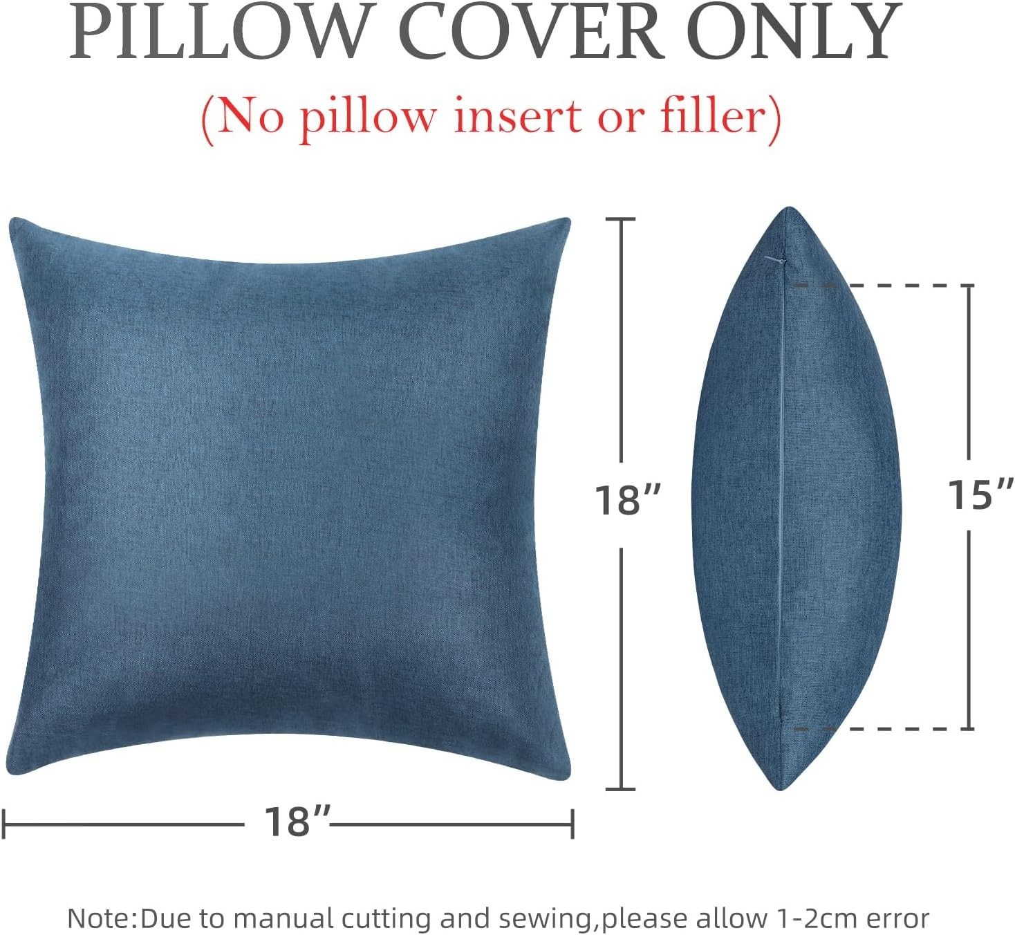 Pack of 2 Outdoor Throw Pillow Covers,Decorative Solid Line Waterproof Pillow...