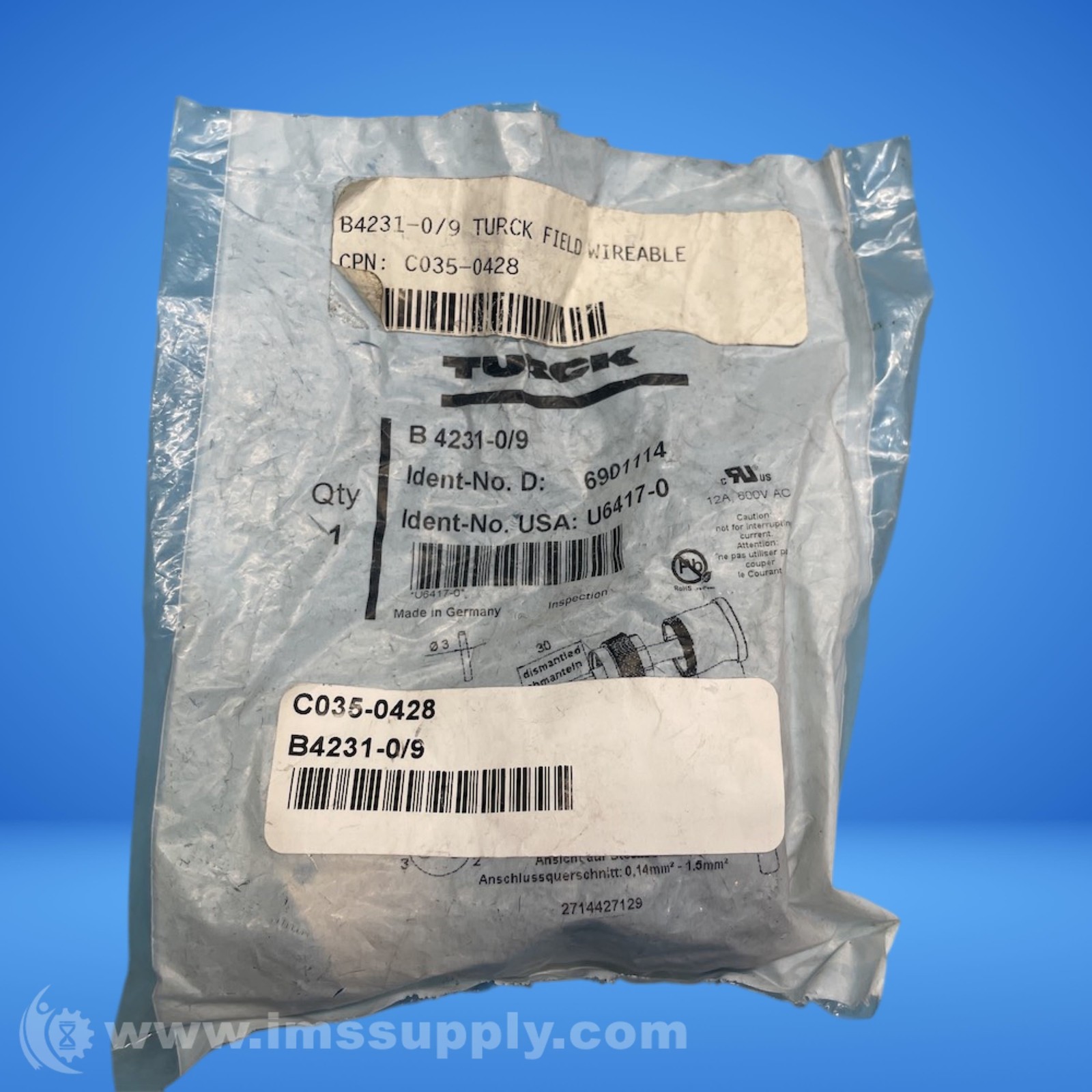 Turck B4231-0/9 Field Wireable Connector FNFP