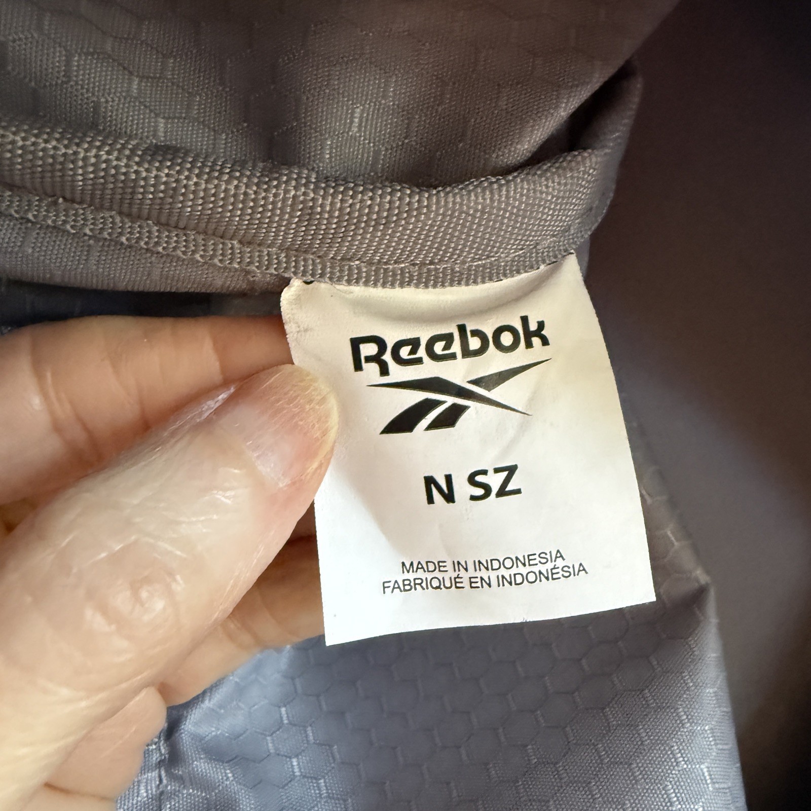 Reebok Gray Honeycomb Ripstop Duffel Bag Logo